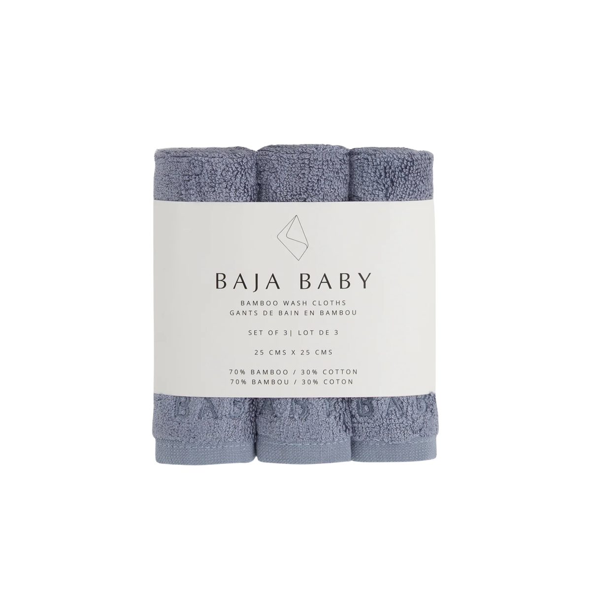 BAJA BABY Bamboo/Cotton Washcloths (3-Pack)
