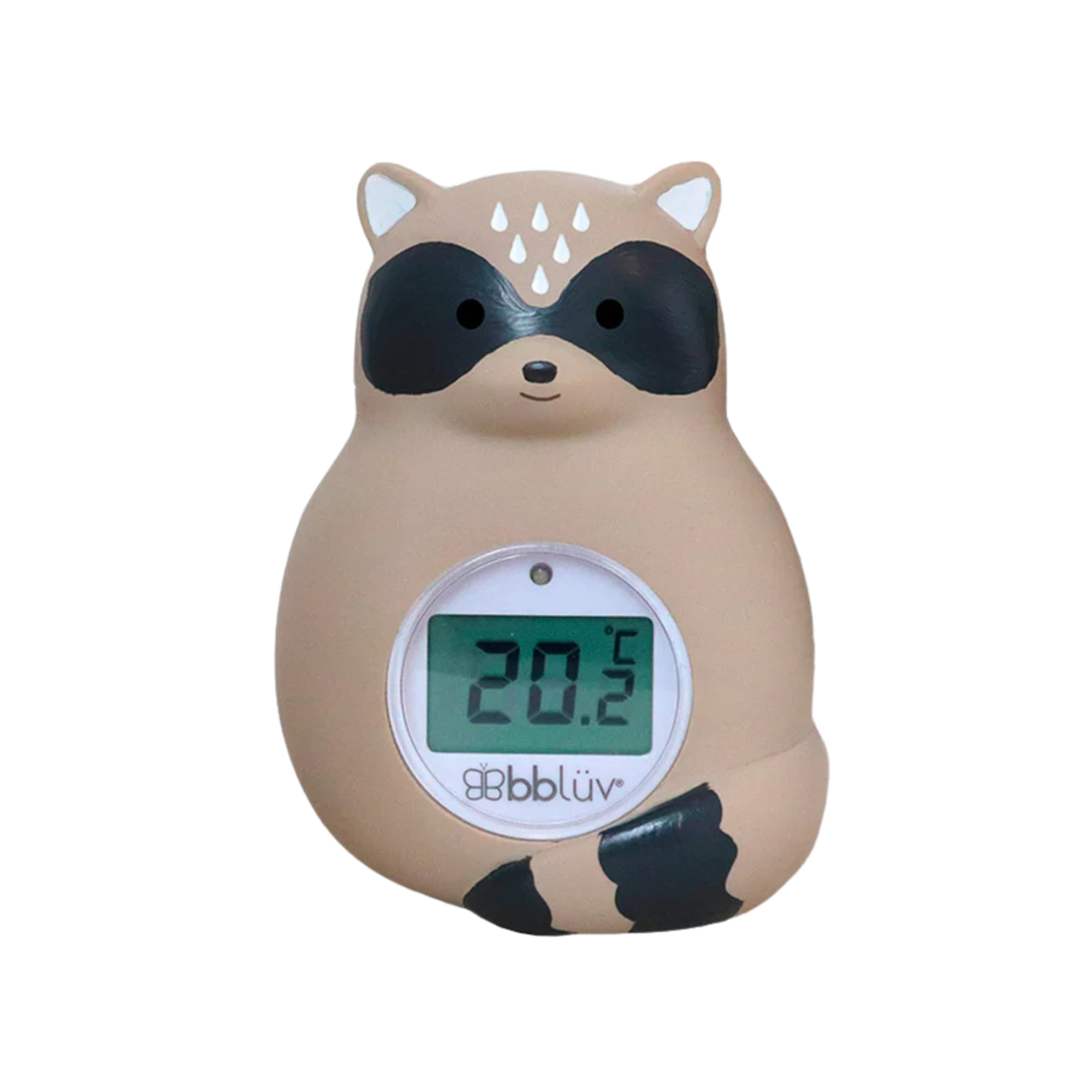 Raccoon-shaped Ubbi digital room and bath thermometer for babies.