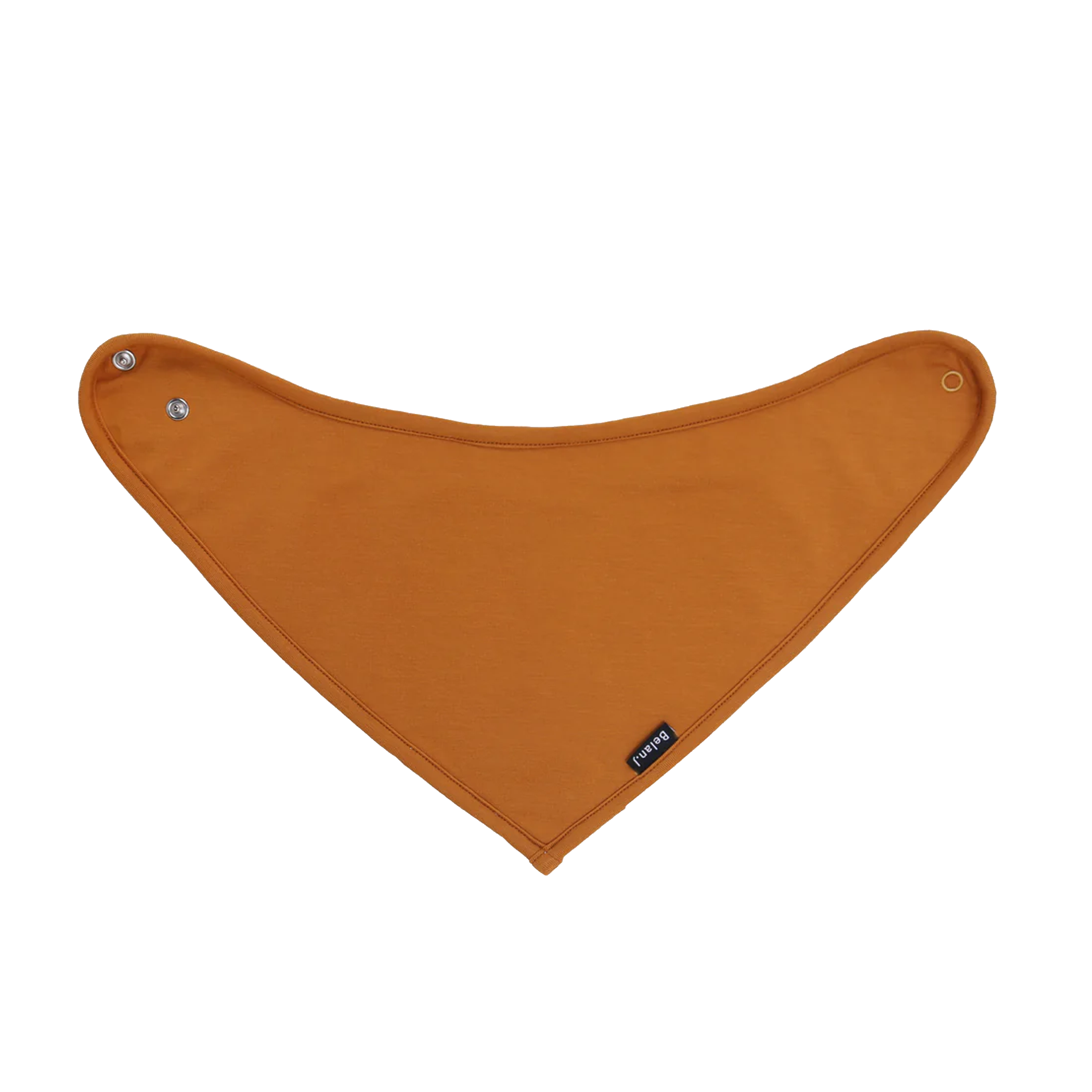 Soft terracotta bandana bib with snap closure, designed to keep babies dry and comfortable during feeding or teething.