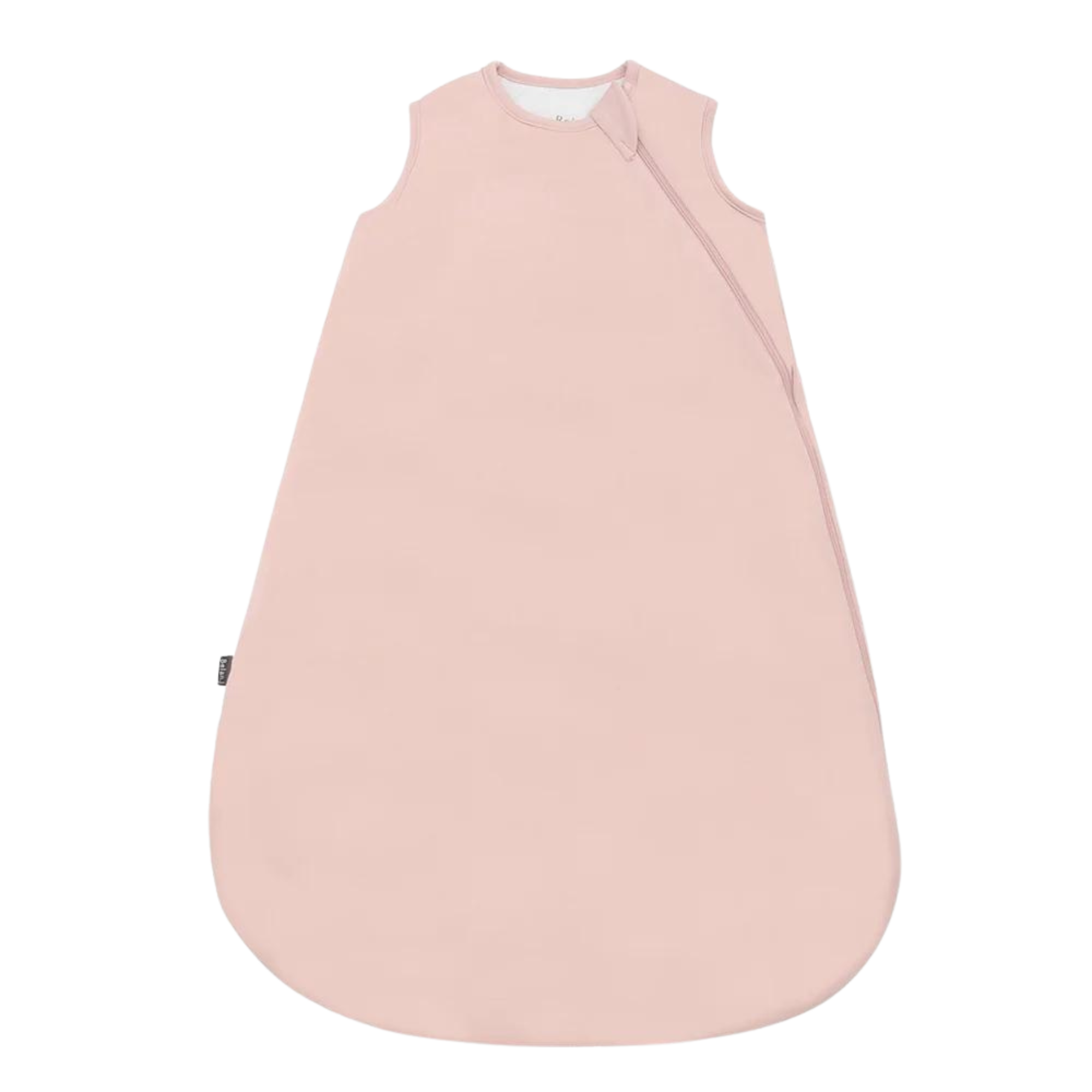 BELAN J 1.0 TOG sleeveless baby sleep bag in rose quartz pink with soft bamboo-rayon fabric and side zipper, shown laid flat.
