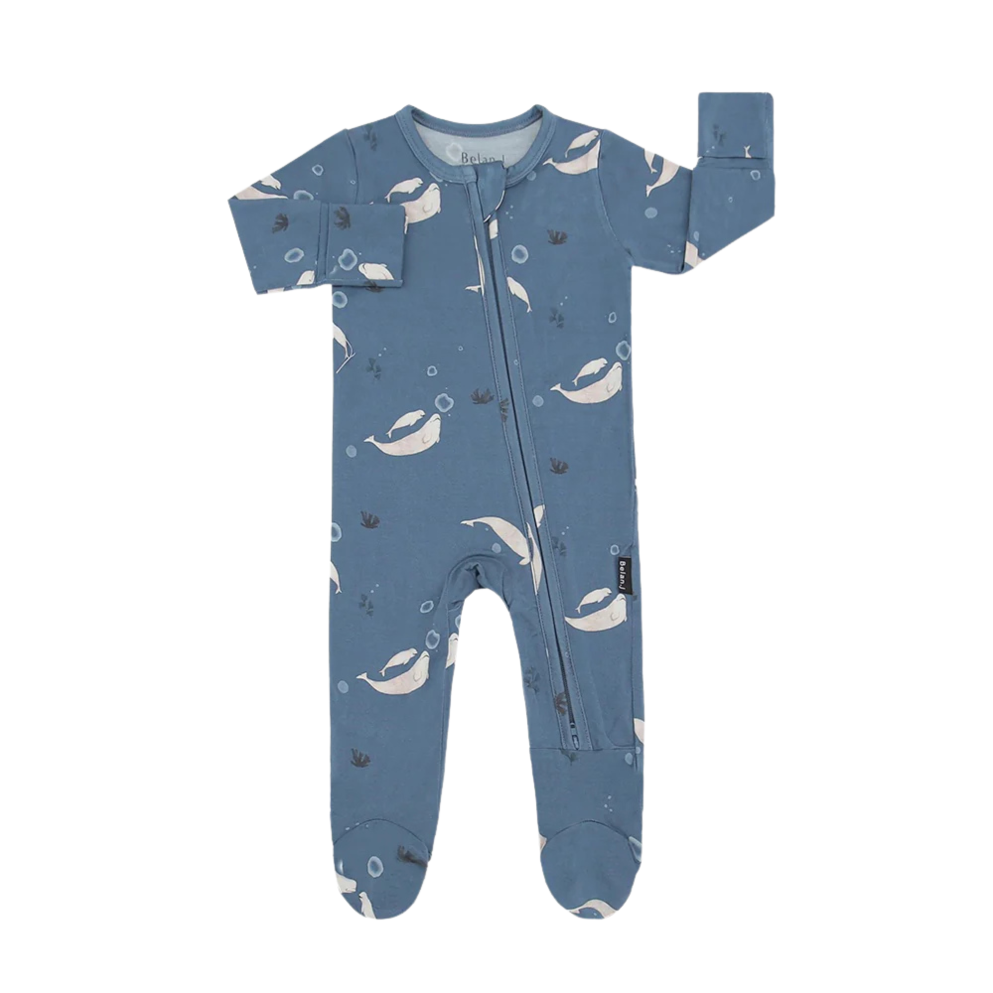BELAN J Bamboo Footed Zipper Sleeper - Belugas
