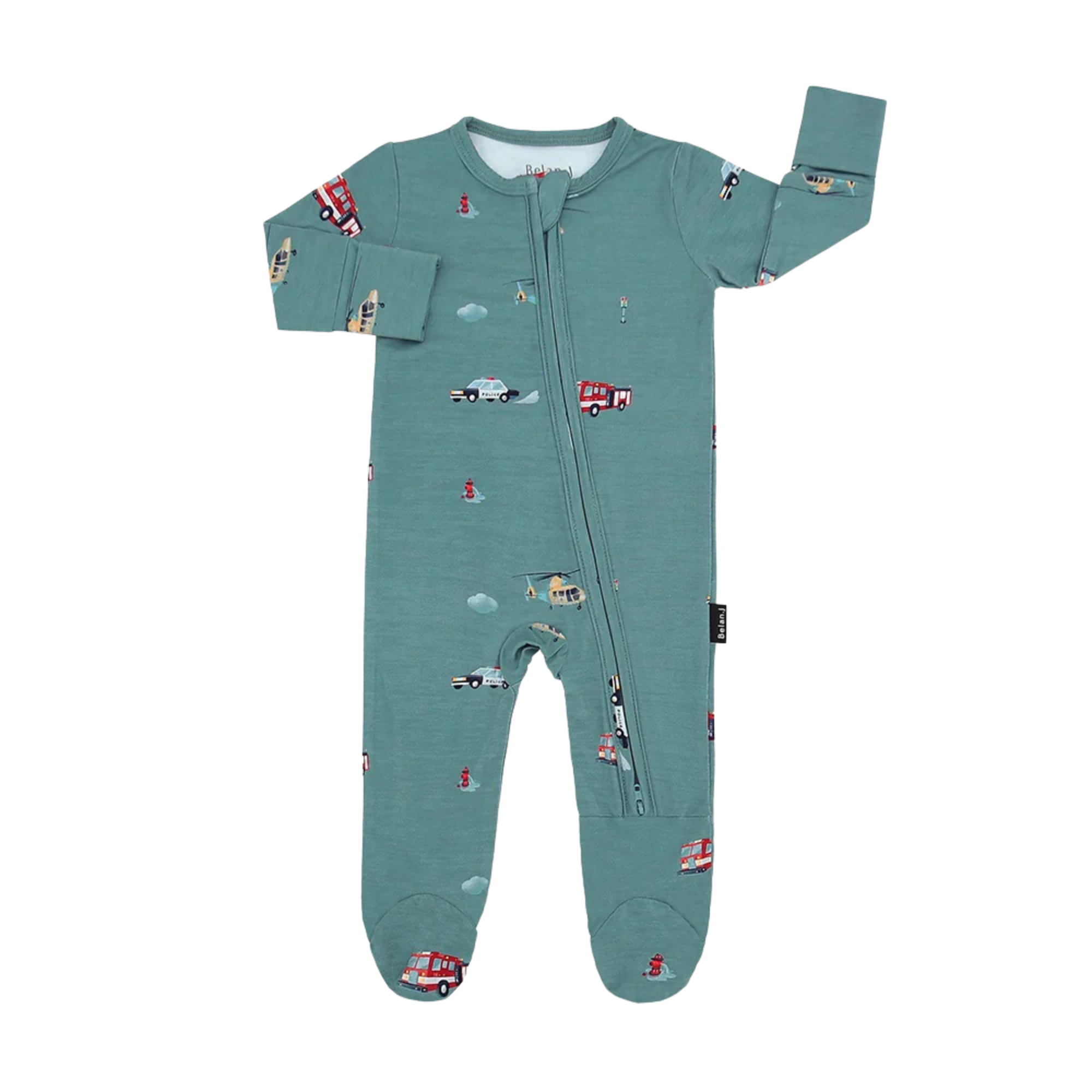 BELAN J Bamboo Footed Zipper Sleeper - Emergency Vehicles