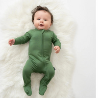 Thumbnail for BELAN J Bamboo Footed Zipper Sleeper - Evergreen