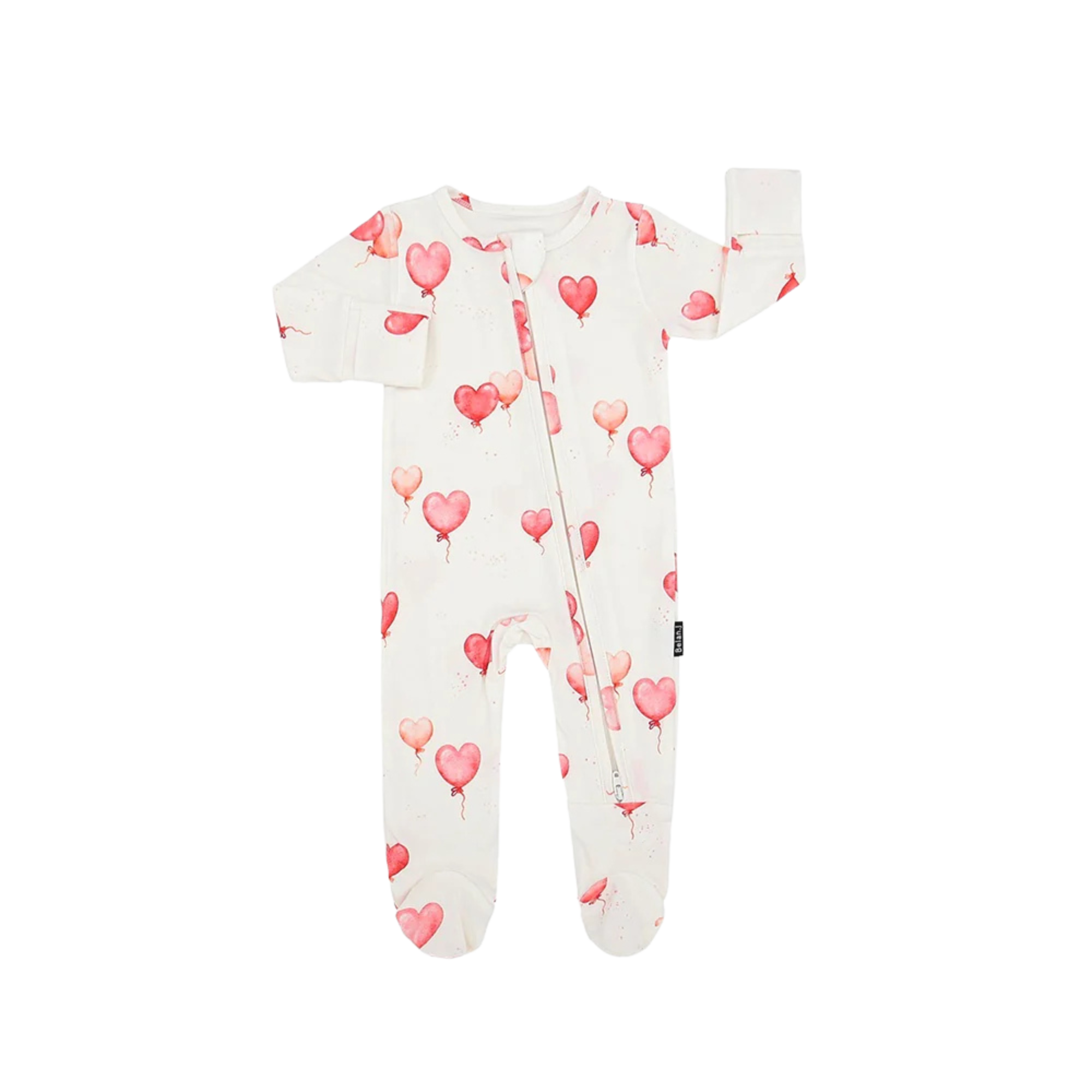 BELAN J Bamboo Footed Zipper Sleeper - Heart Balloons
