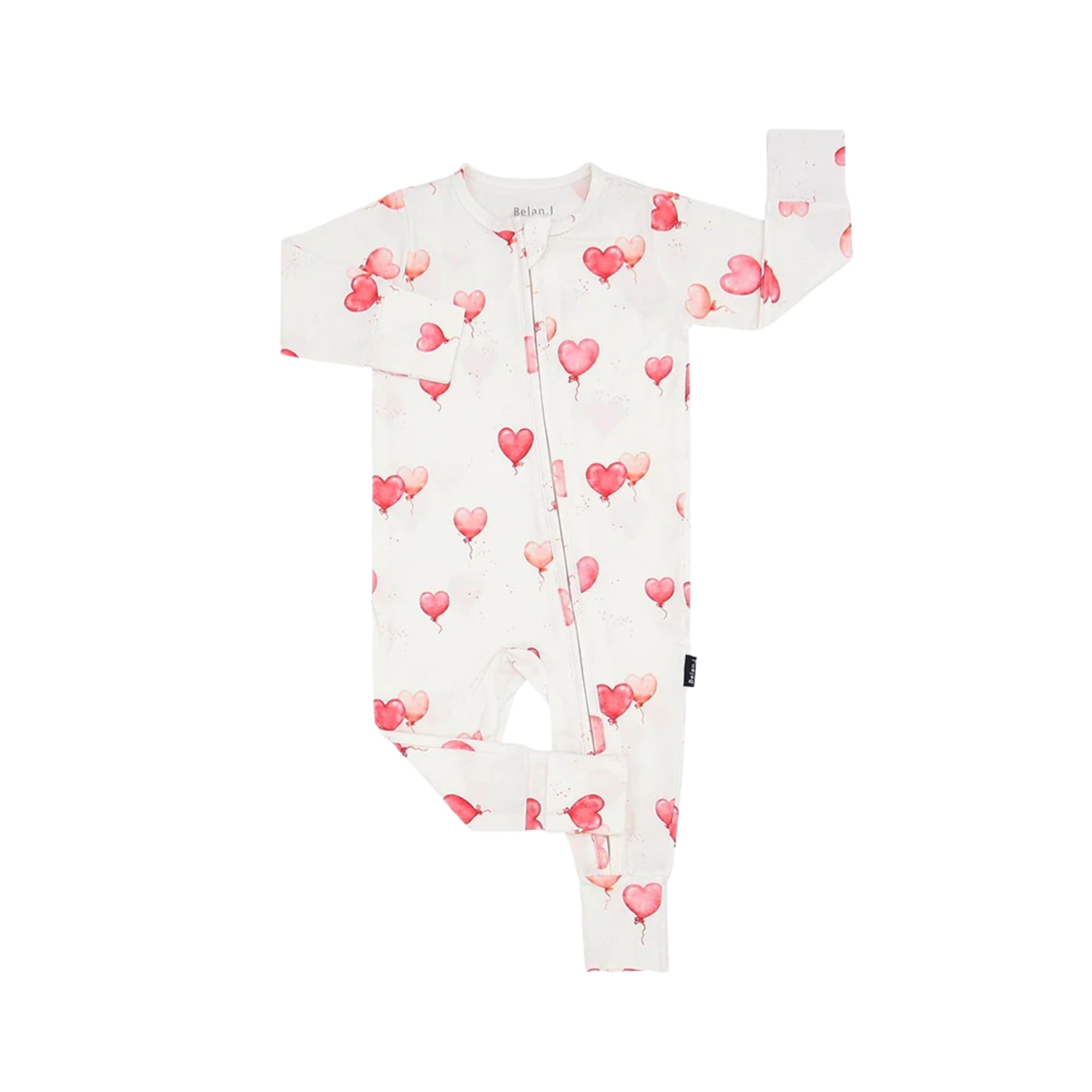 Lit sans pieds en bambou BELAN J avec revers rabattables - Ballons en forme de cœur