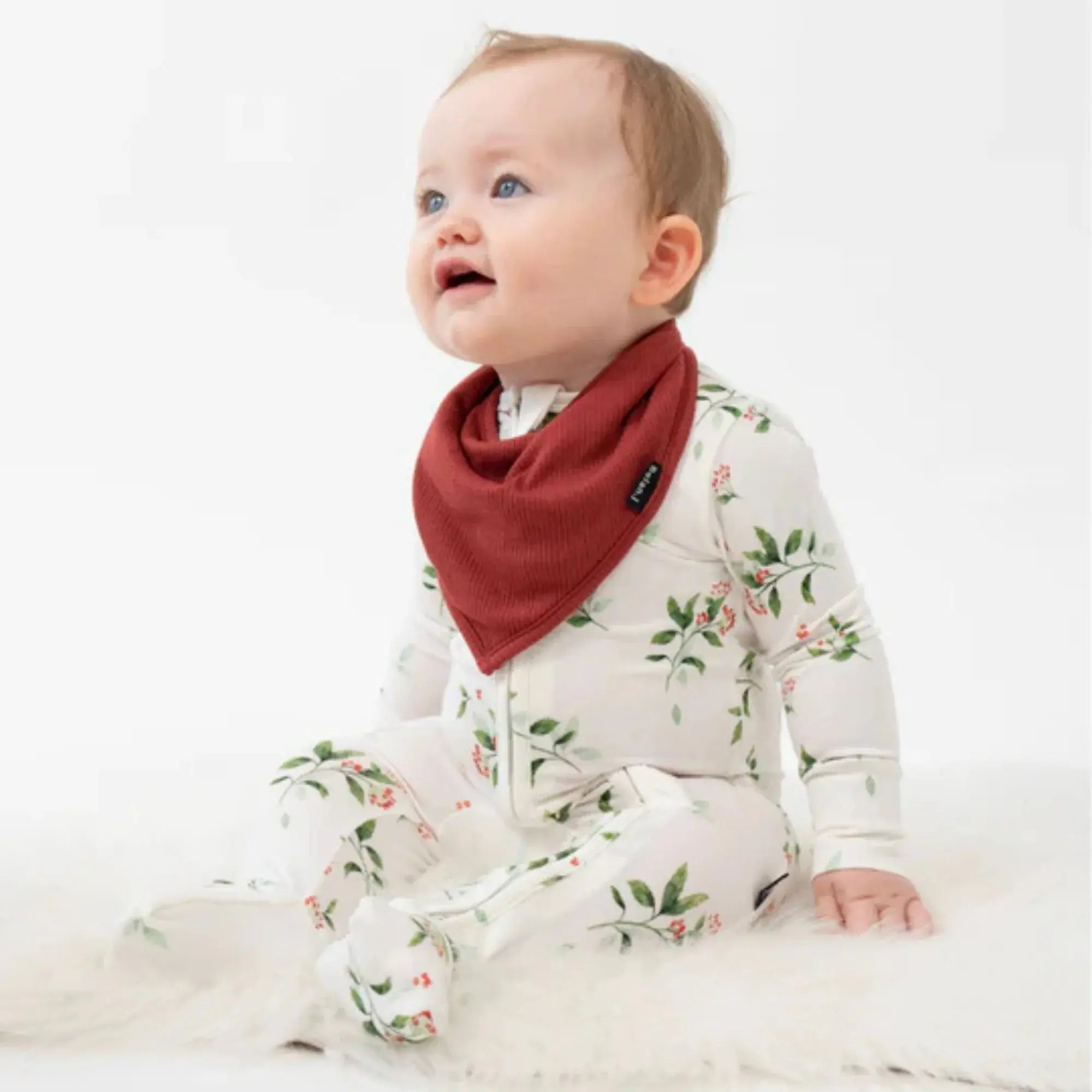 BELAN J Bamboo Footless Sleeper with Fold-Over Cuffs - Holly Berries