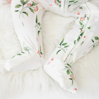 Thumbnail for BELAN J Bamboo Footless Sleeper with Fold-Over Cuffs - Holly Berries