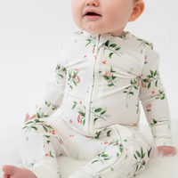 Thumbnail for BELAN J Bamboo Footless Sleeper with Fold-Over Cuffs - Holly Berries