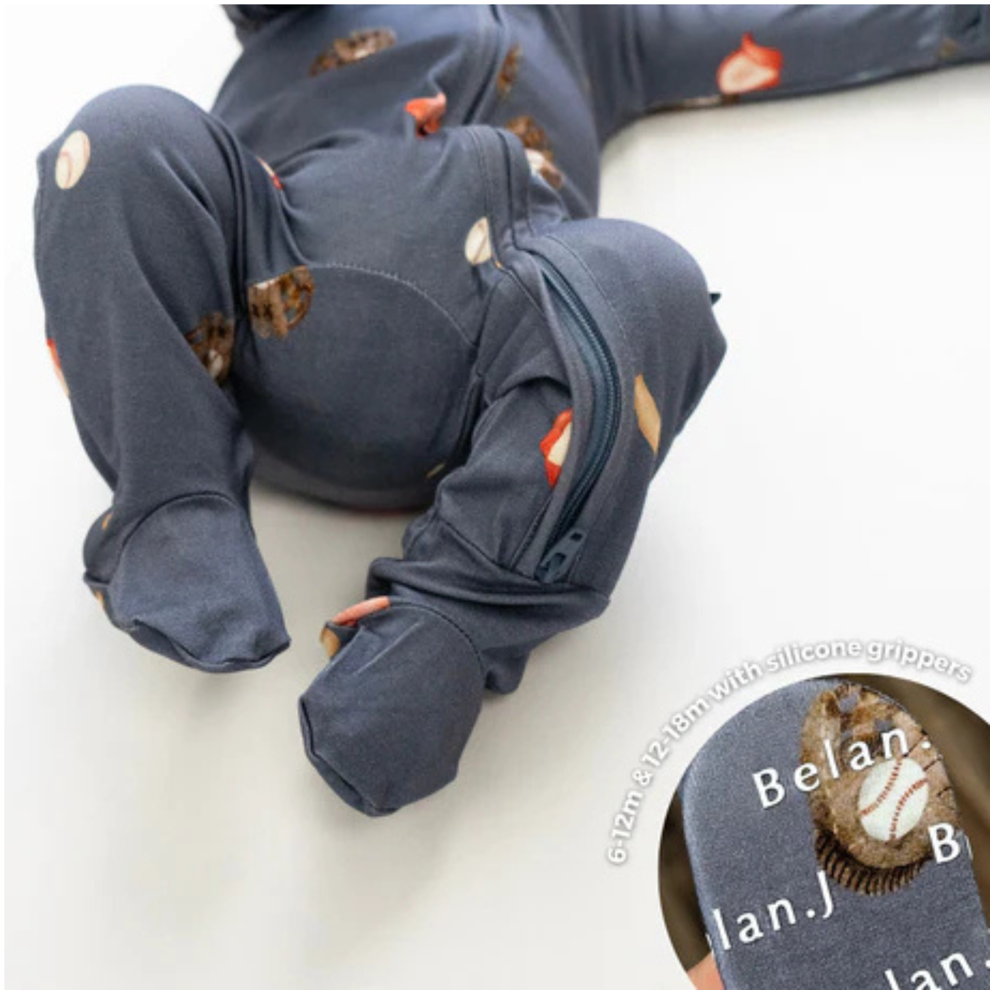 BELAN J Footed Zipper Sleeper - Baseball