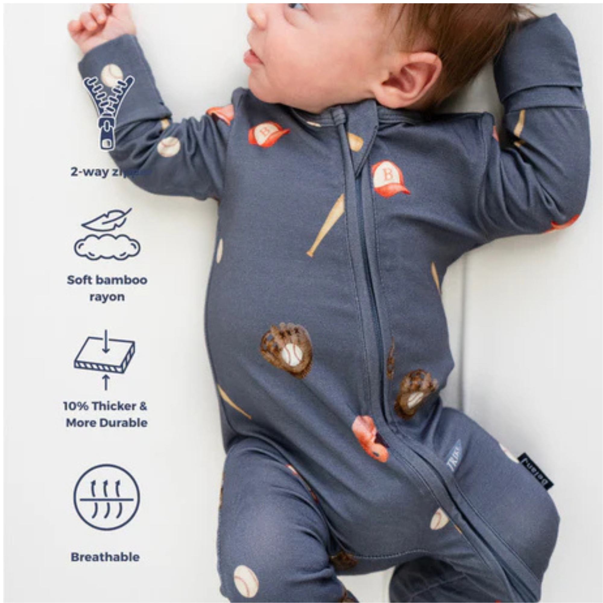 BELAN J Footed Zipper Sleeper - Baseball