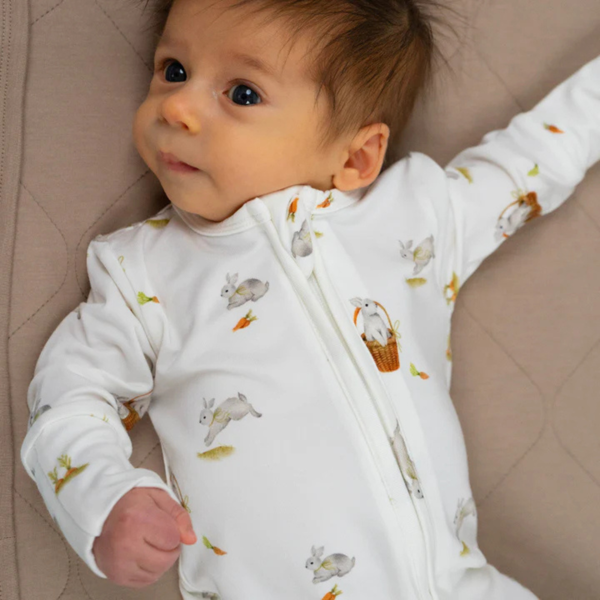 BELAN J Footed Zipper Sleeper - Garden Bunnies