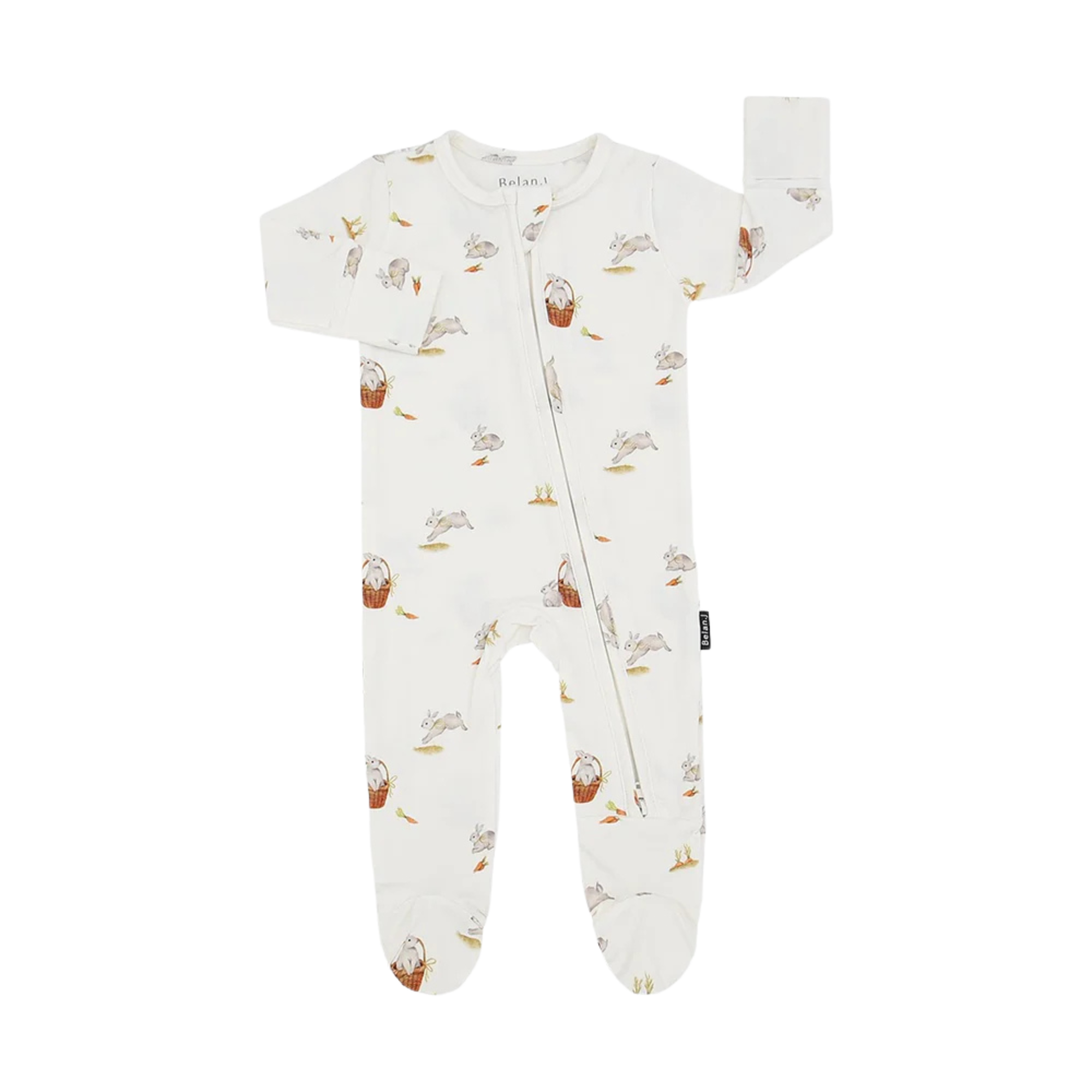 BELAN J Footed Zipper Sleeper - Garden Bunnies