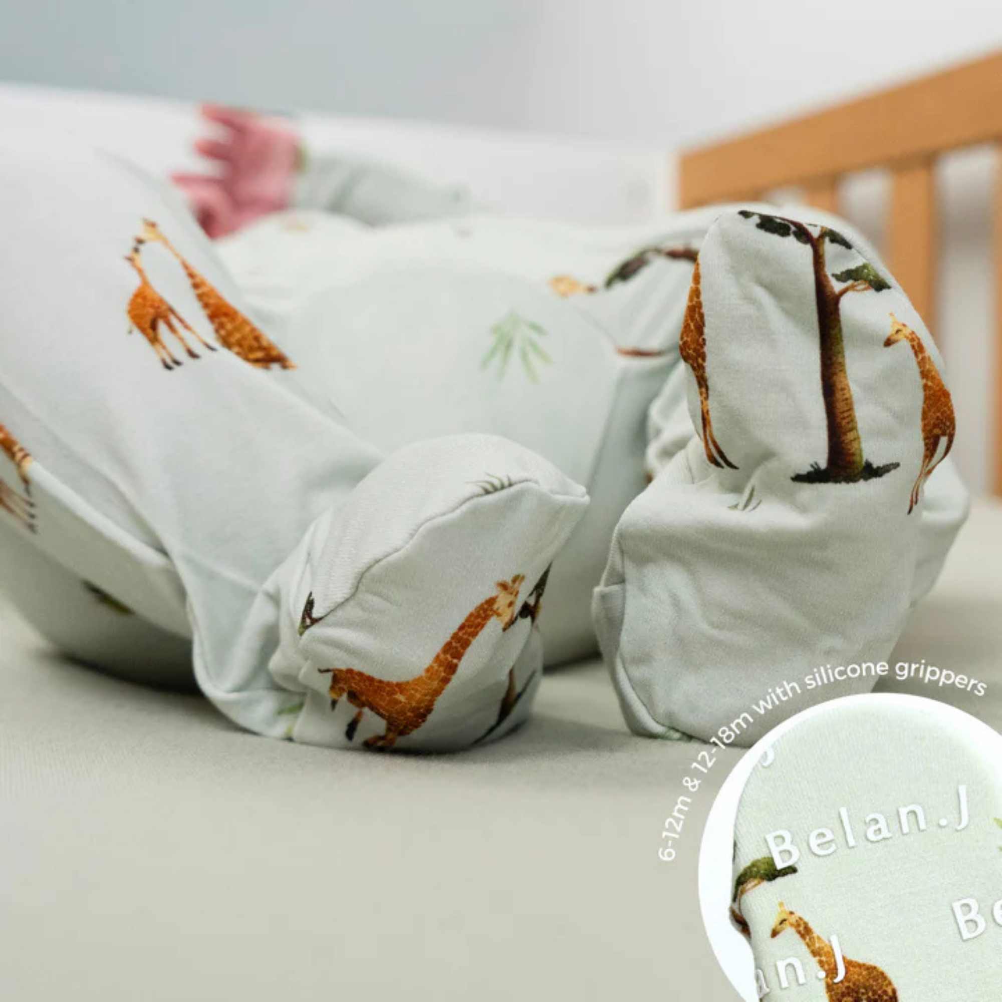 BELAN J Footed Zipper Sleeper - Giraffes
