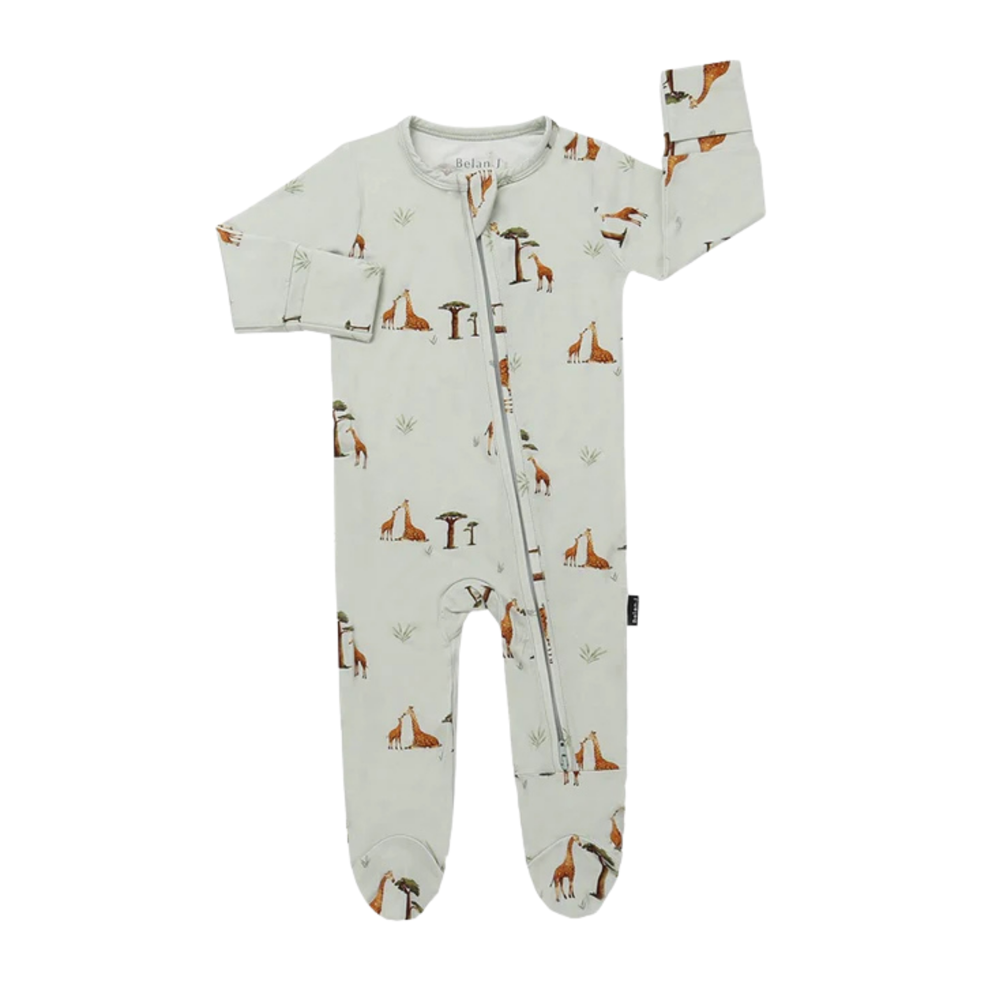 BELAN J Footed Zipper Sleeper - Giraffes