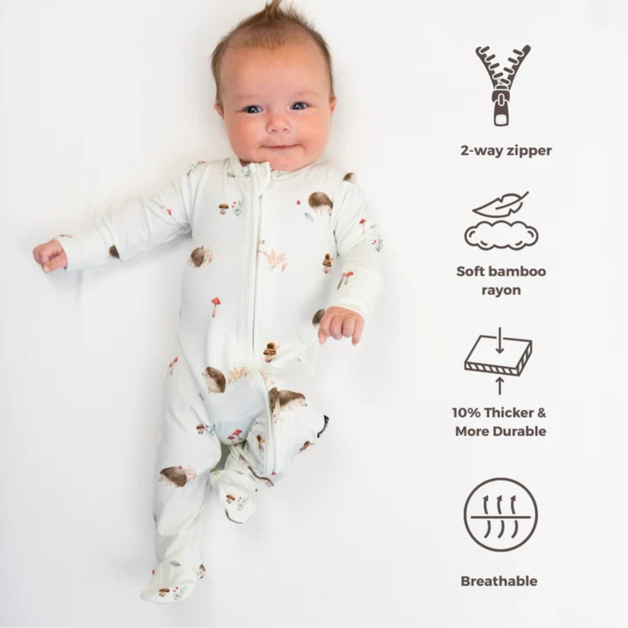 BELAN J Footed Zipper Sleeper - Hedgehogs