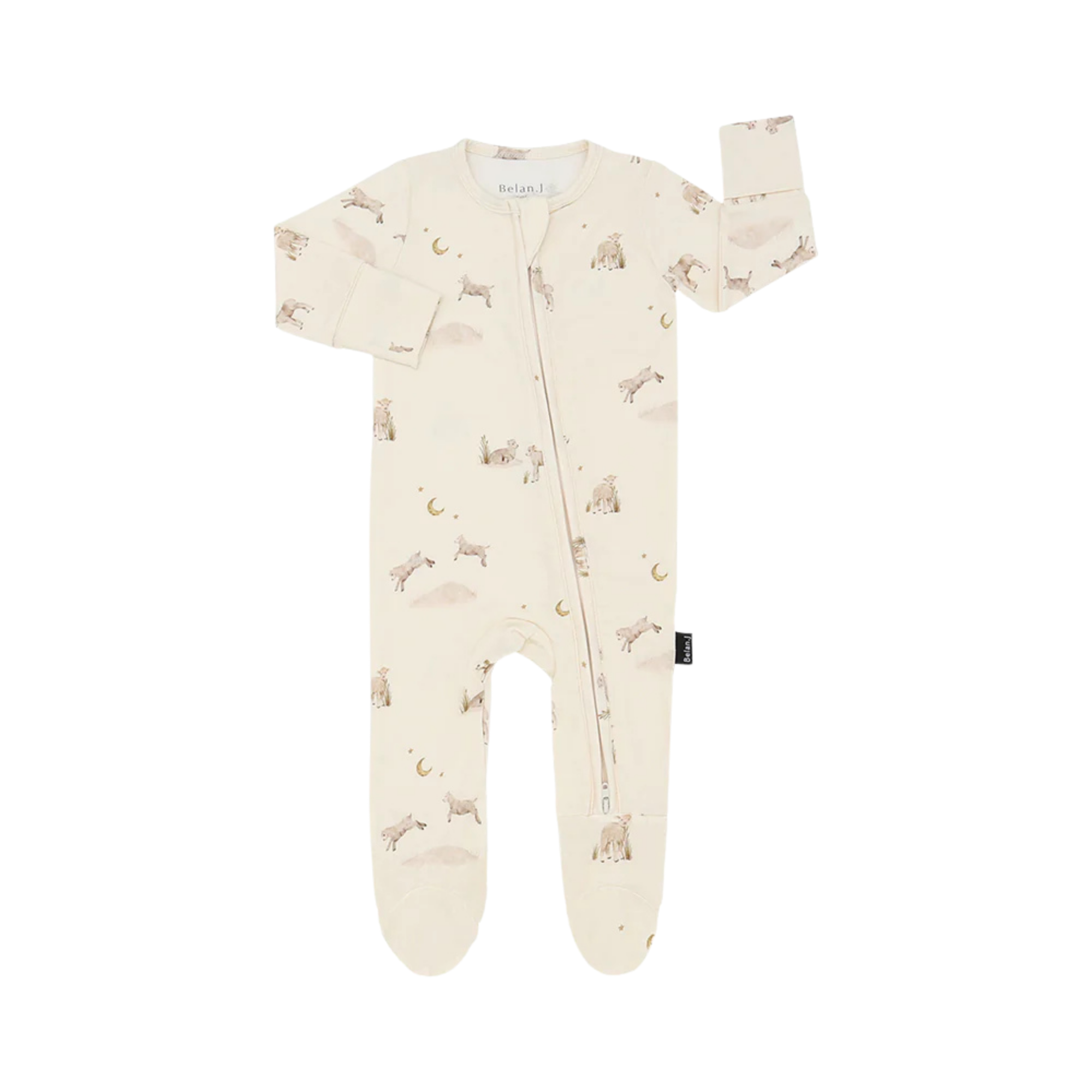 BELAN J Footed Zipper Sleeper - Little Lambs