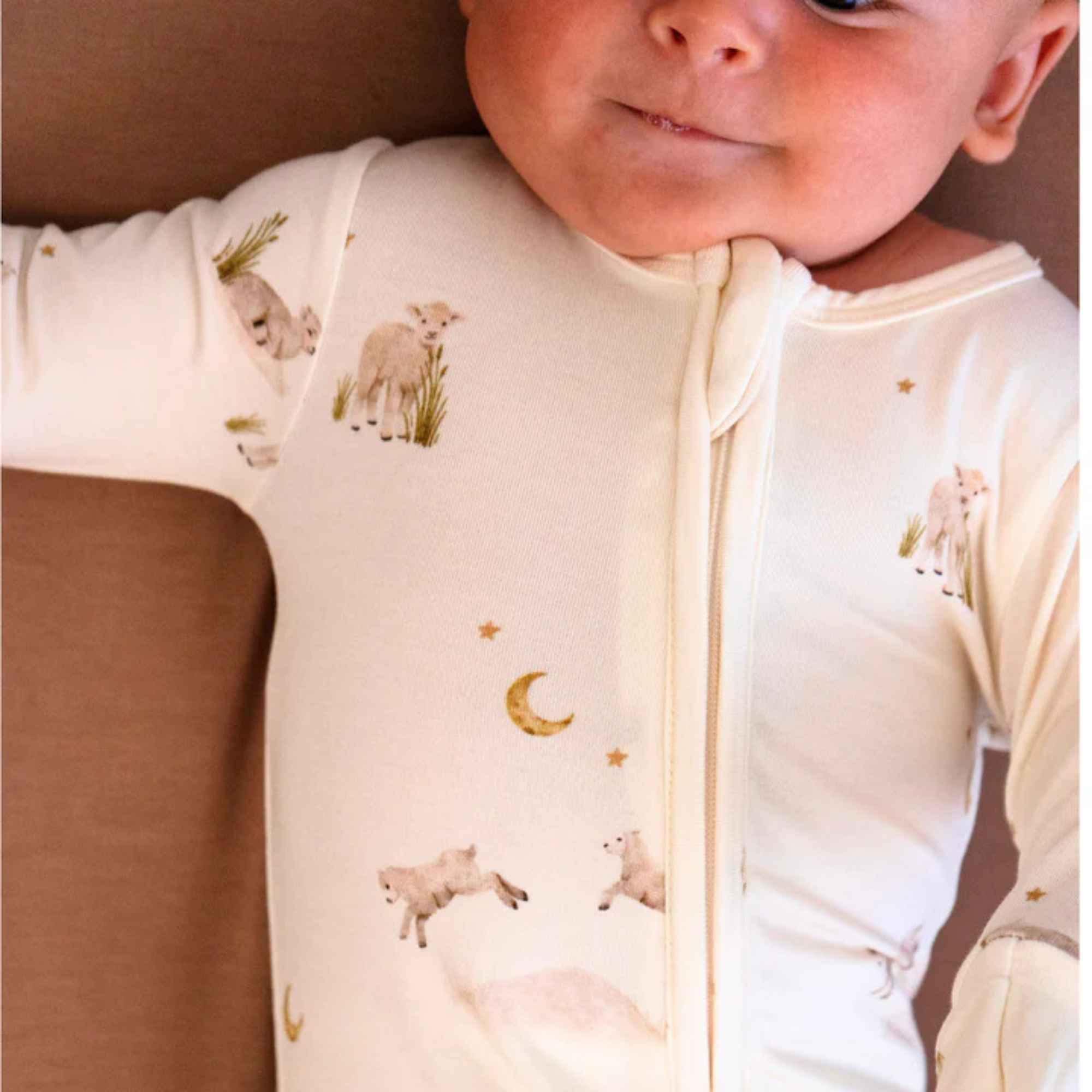 BELAN J Footed Zipper Sleeper - Little Lambs