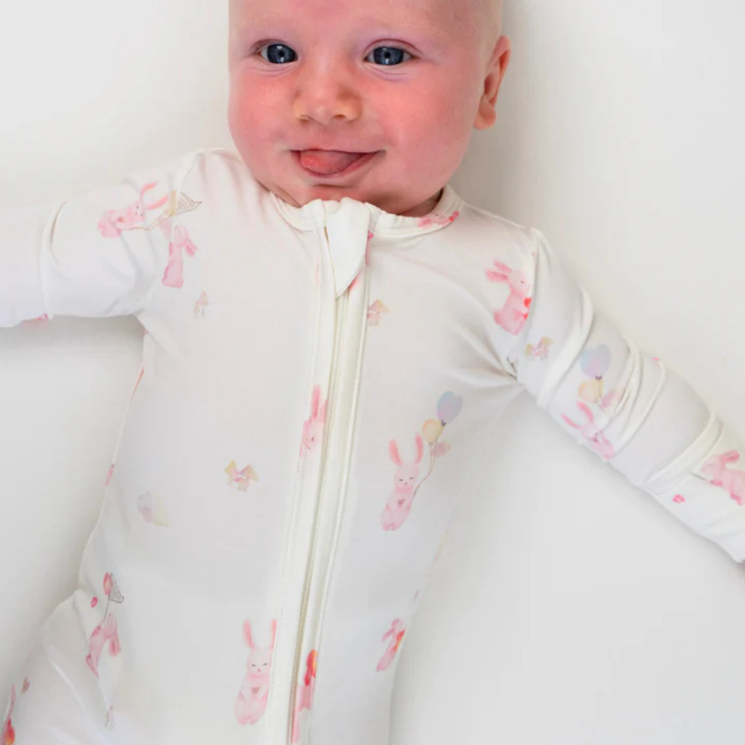 BELAN J Footed Zipper Sleeper - Love Bunnies