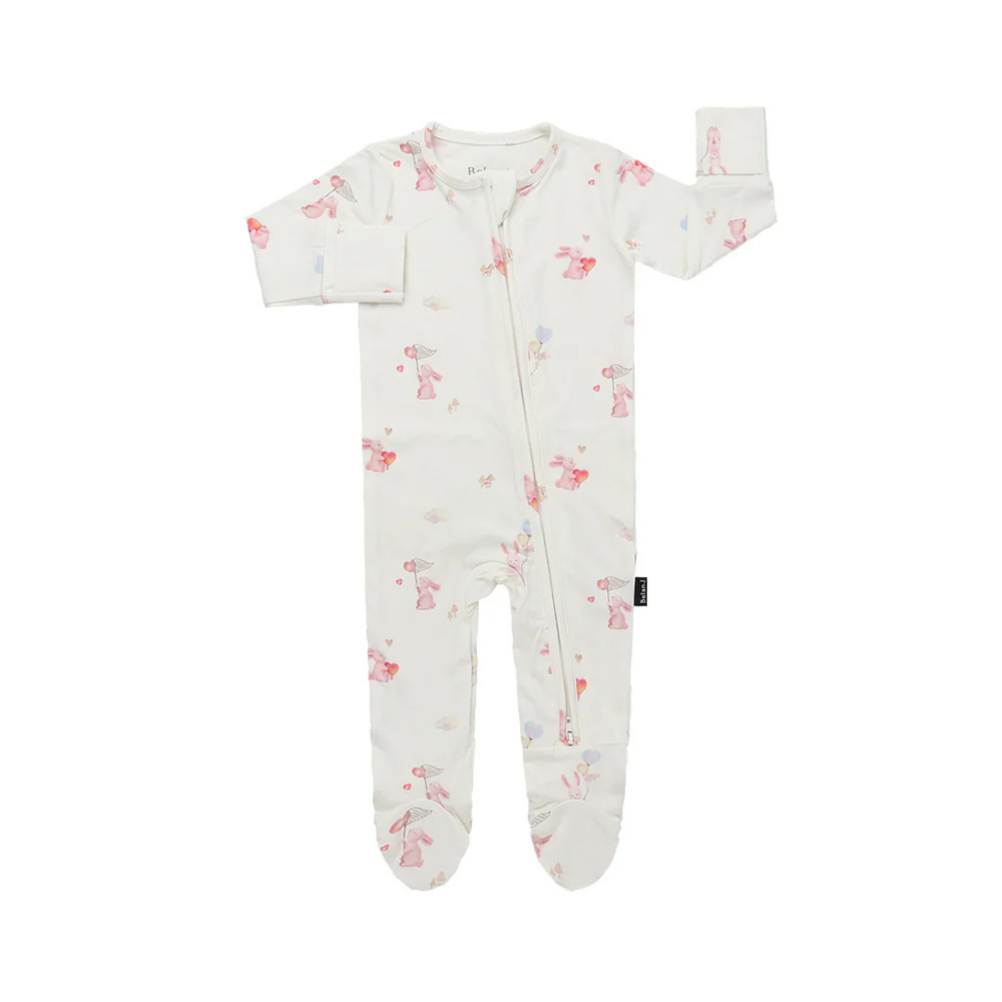 BELAN J Footed Zipper Sleeper - Love Bunnies