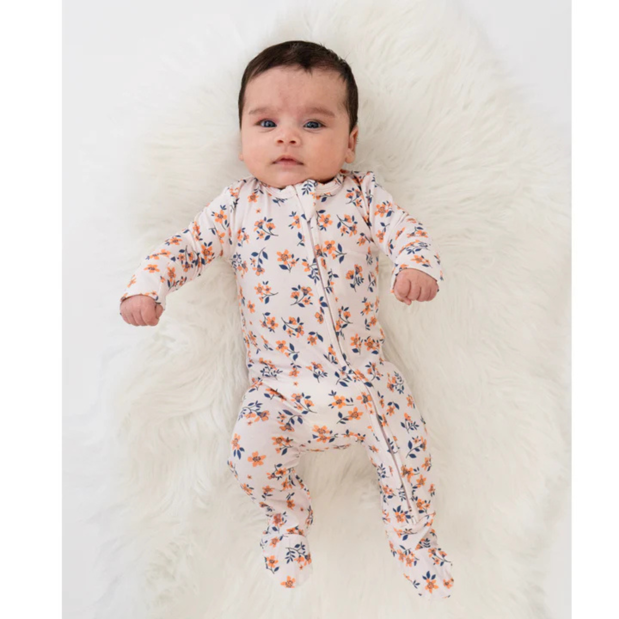 Grenouillère zippée BELAN J à pieds - Fleur de pêcher