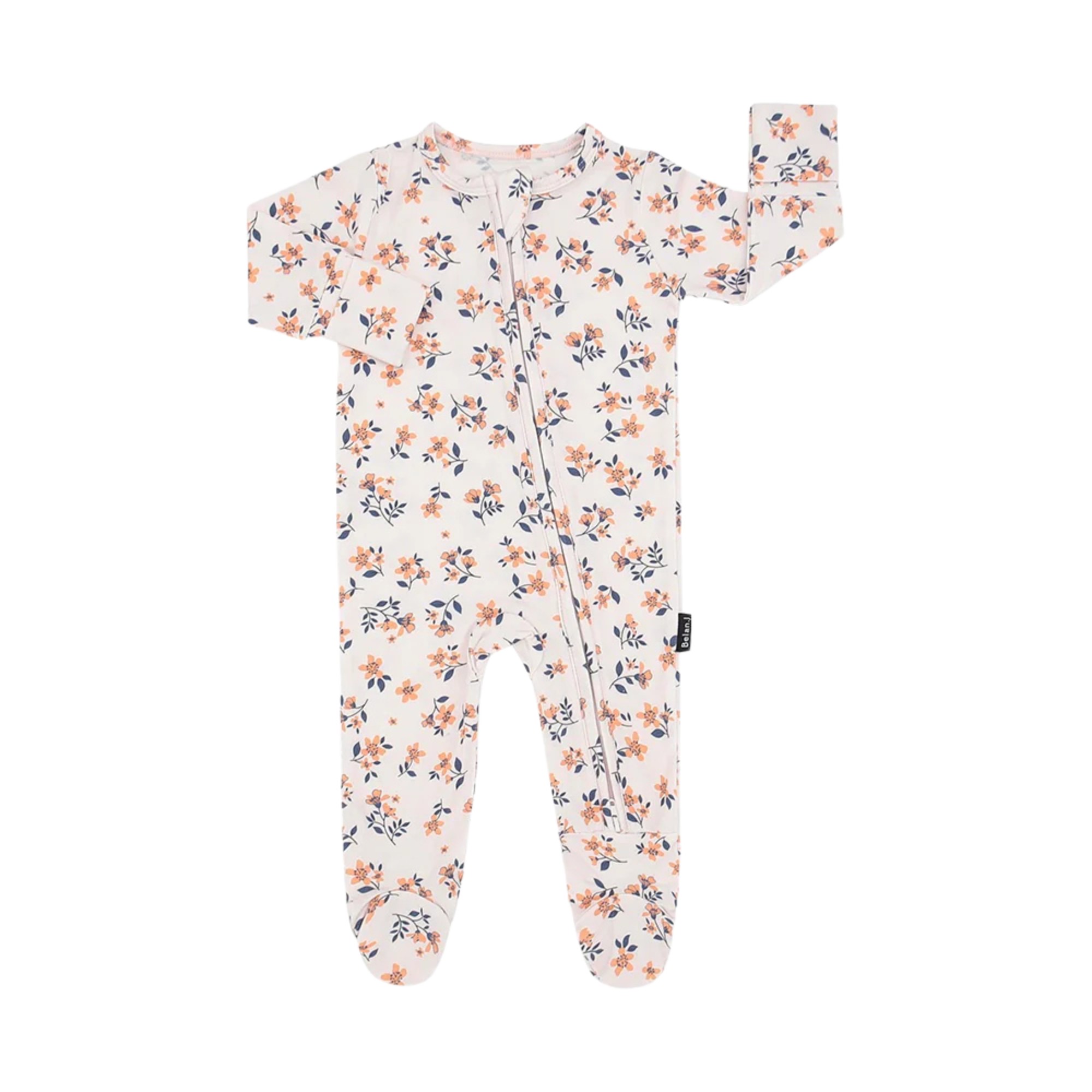 Grenouillère zippée BELAN J à pieds - Fleur de pêcher