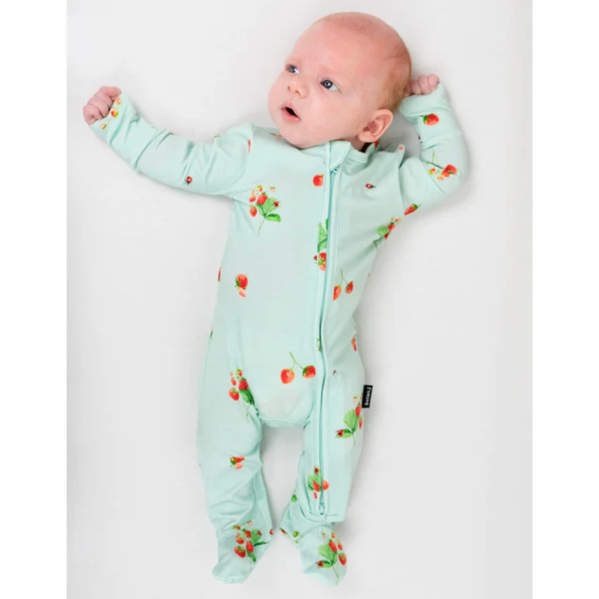 BELAN J Footed Zipper Sleeper - Strawberry Garden