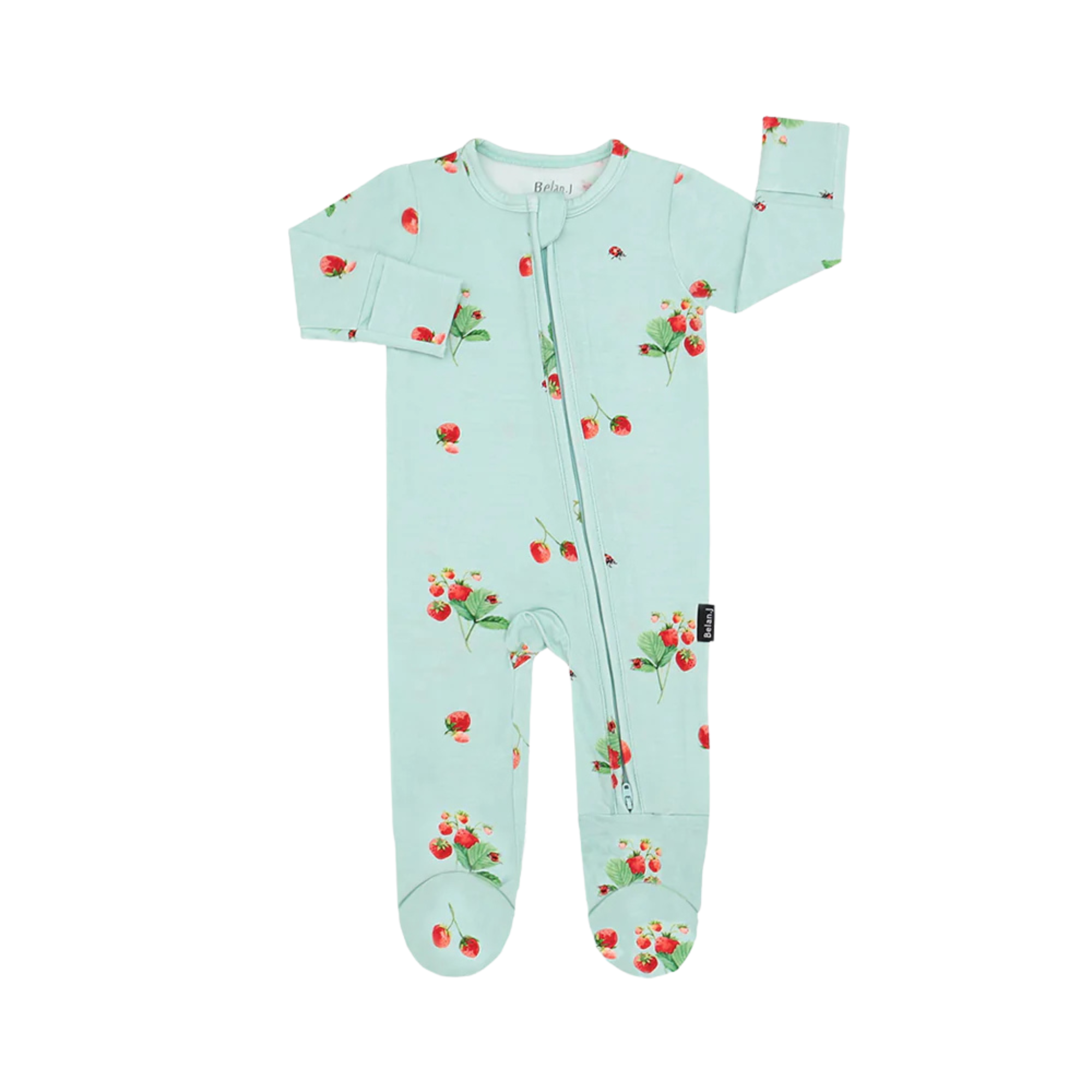 BELAN J Footed Zipper Sleeper - Strawberry Garden