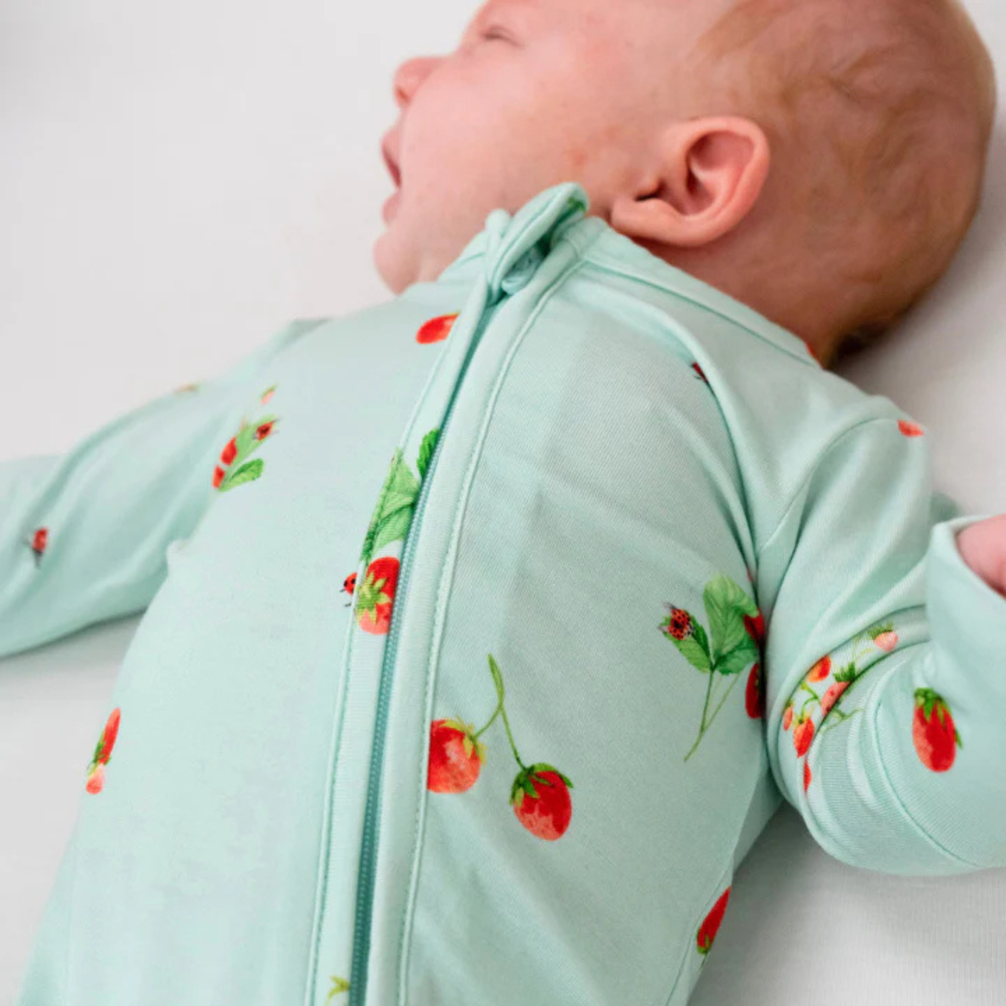 BELAN J Footed Zipper Sleeper - Strawberry Garden