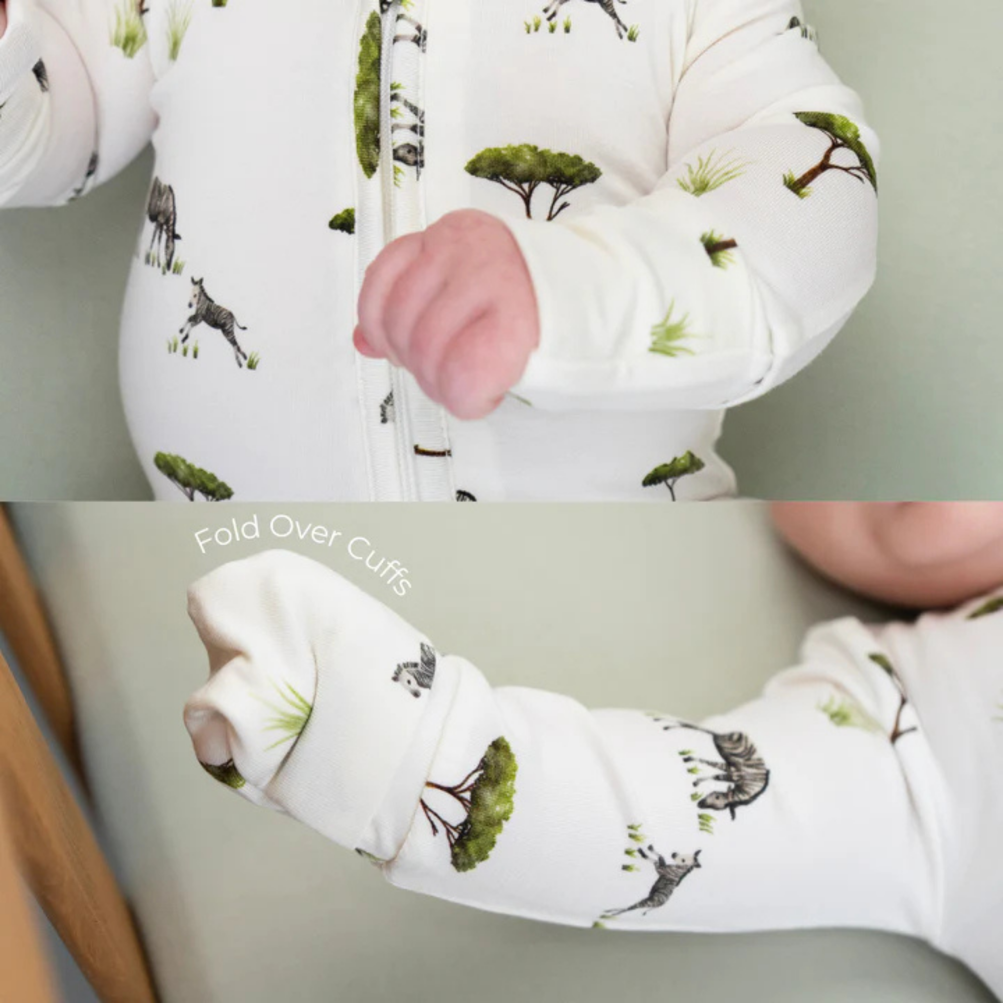 BELAN J Footed Zipper Sleeper - Zebras