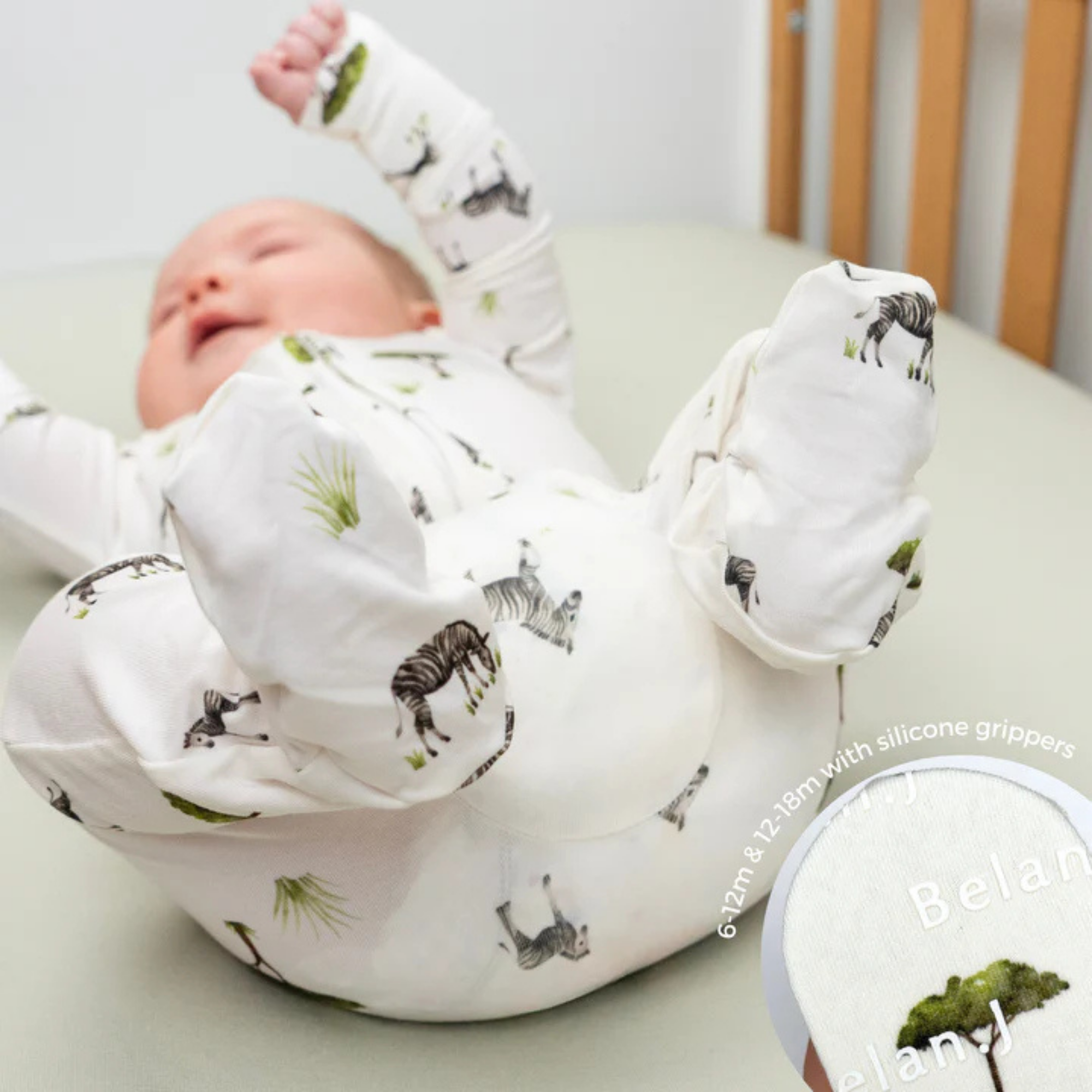BELAN J Footed Zipper Sleeper - Zebras