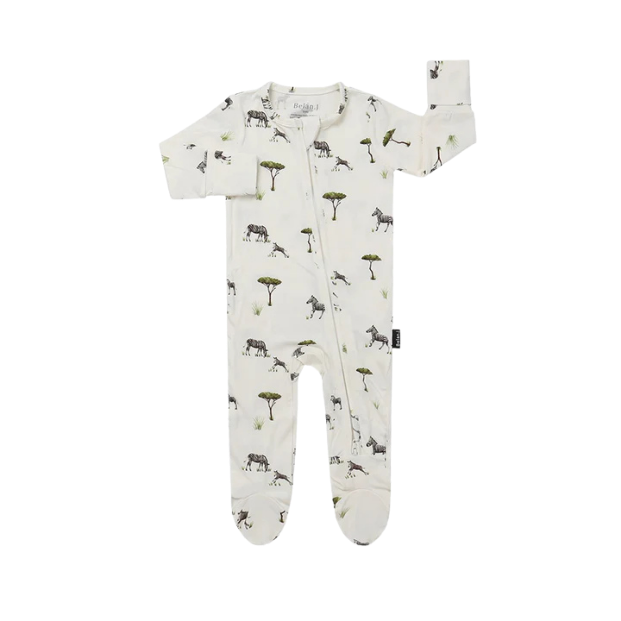 BELAN J Footed Zipper Sleeper - Zebras