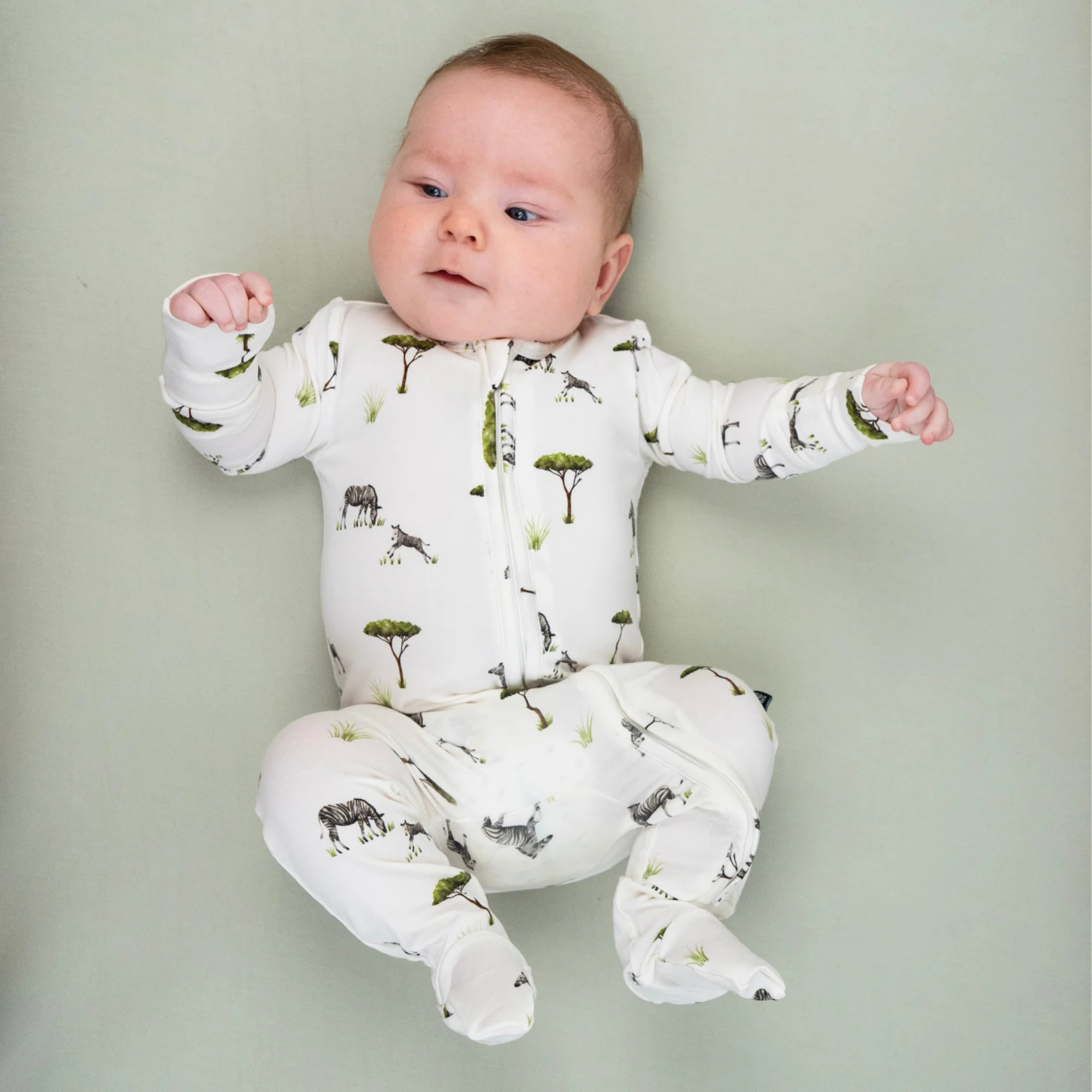 BELAN J Footed Zipper Sleeper - Zebras
