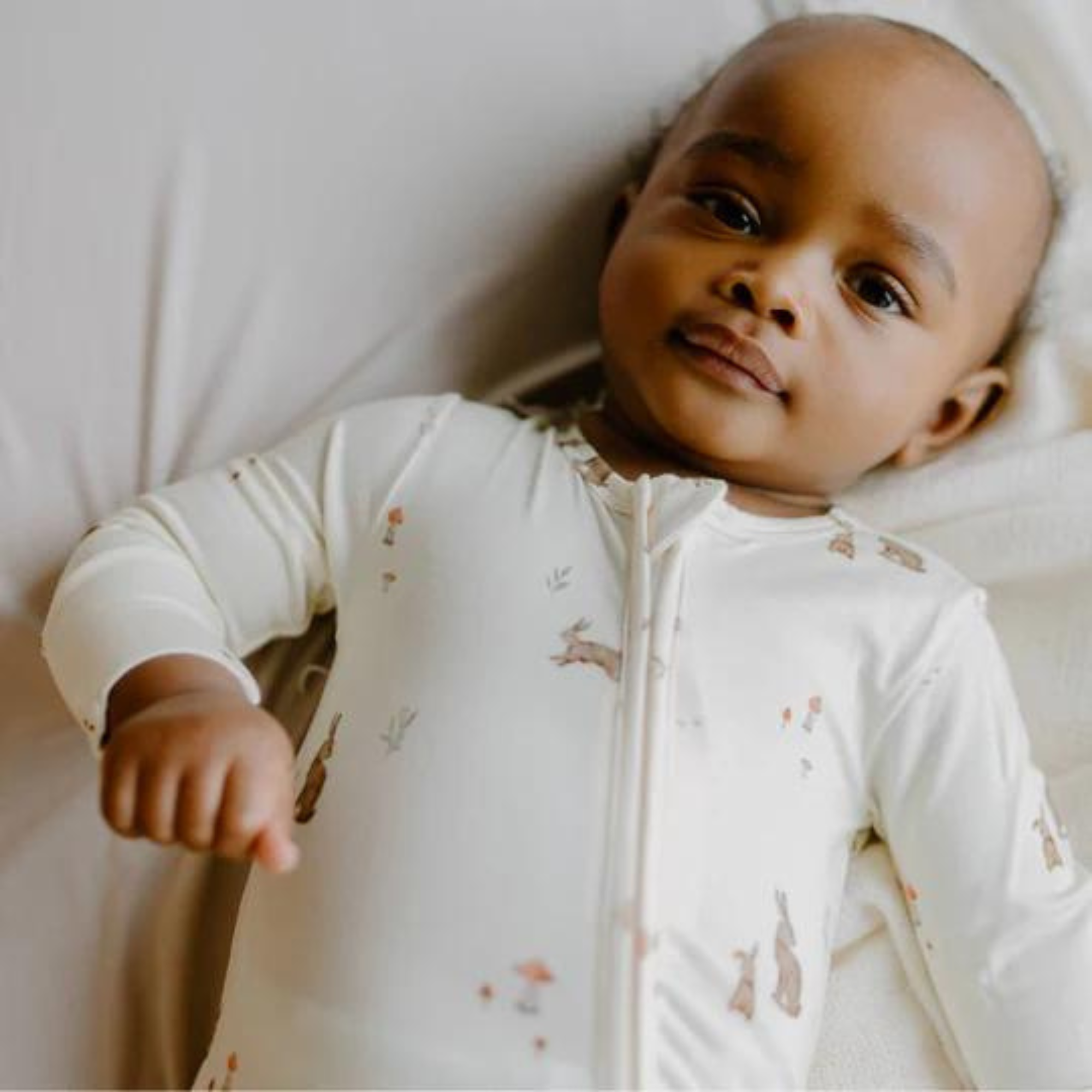 BELAN J Footless Sleeper with Fold-Over Cuffs - Bunnies