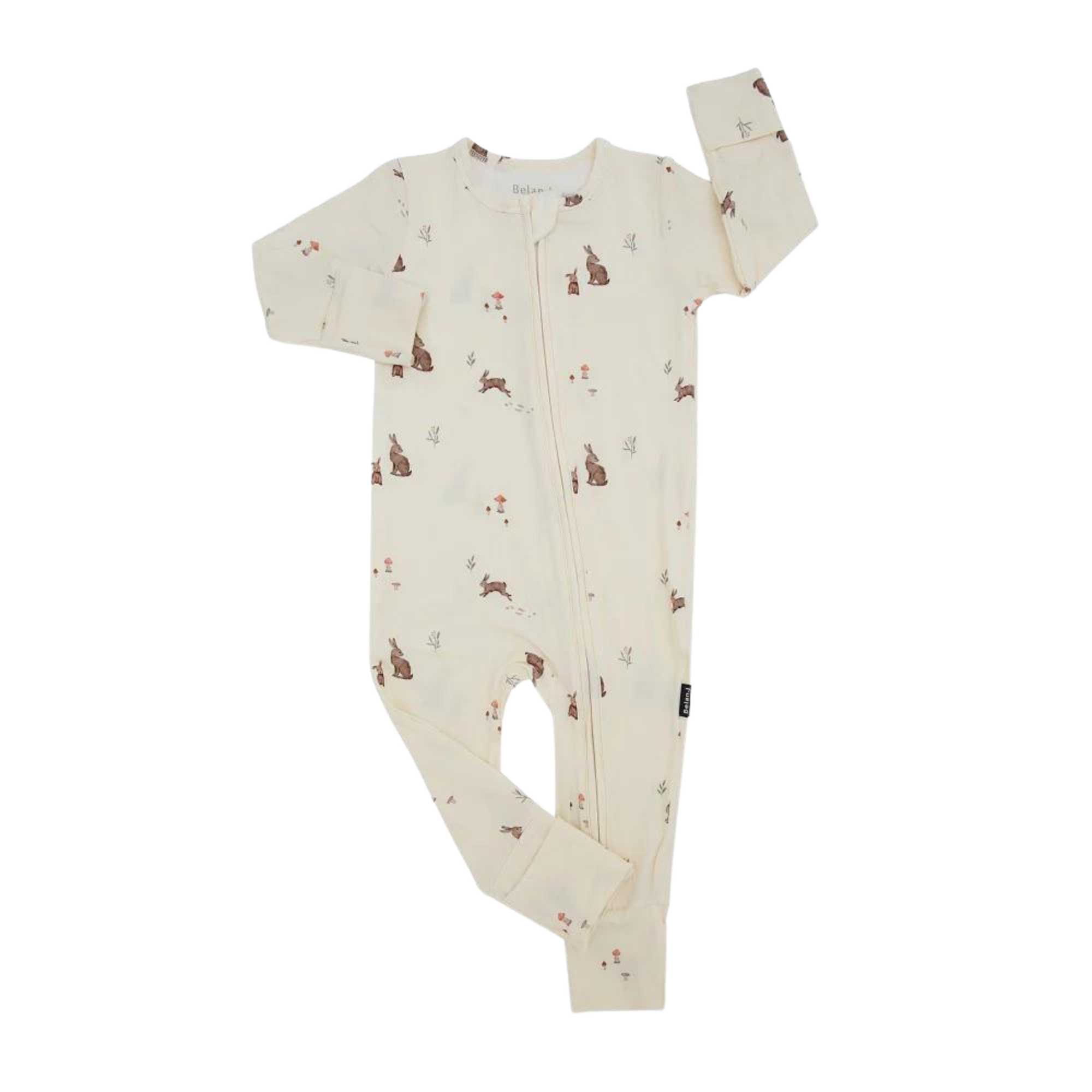 BELAN J Footless Sleeper with Fold-Over Cuffs - Bunnies