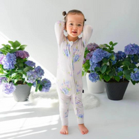 Thumbnail for BELAN J Footless Sleeper with Fold-Over Cuffs - Hydrangeas