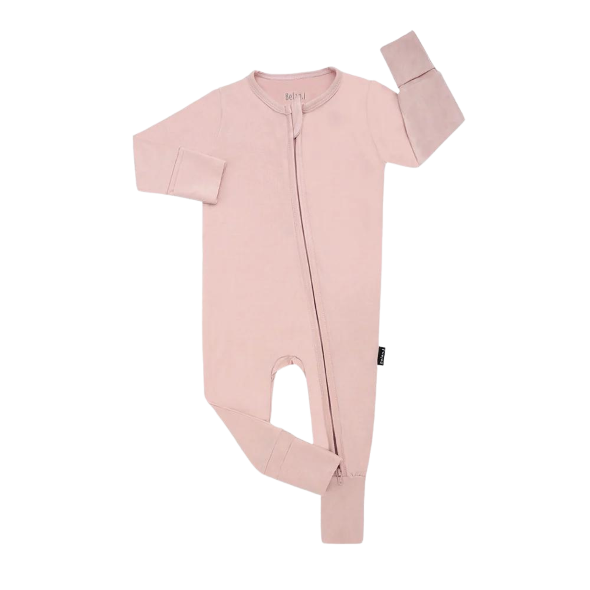 BELAN J Footless Sleeper with Fold-Over Cuffs - Rose Quartz