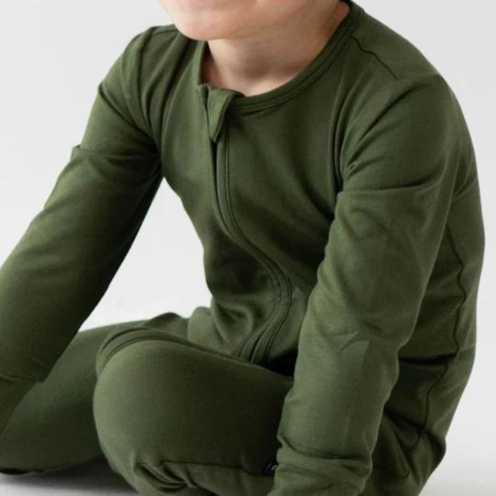 BELAN J Footless Sleeper with Fold-over Cuffs - Forest Green