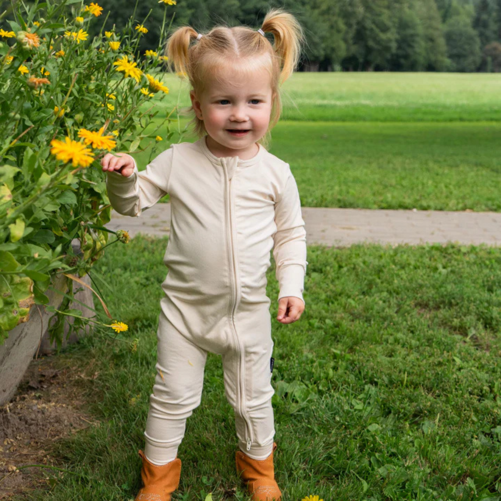 BELAN J Footless Zipper Sleeper - Buttermilk