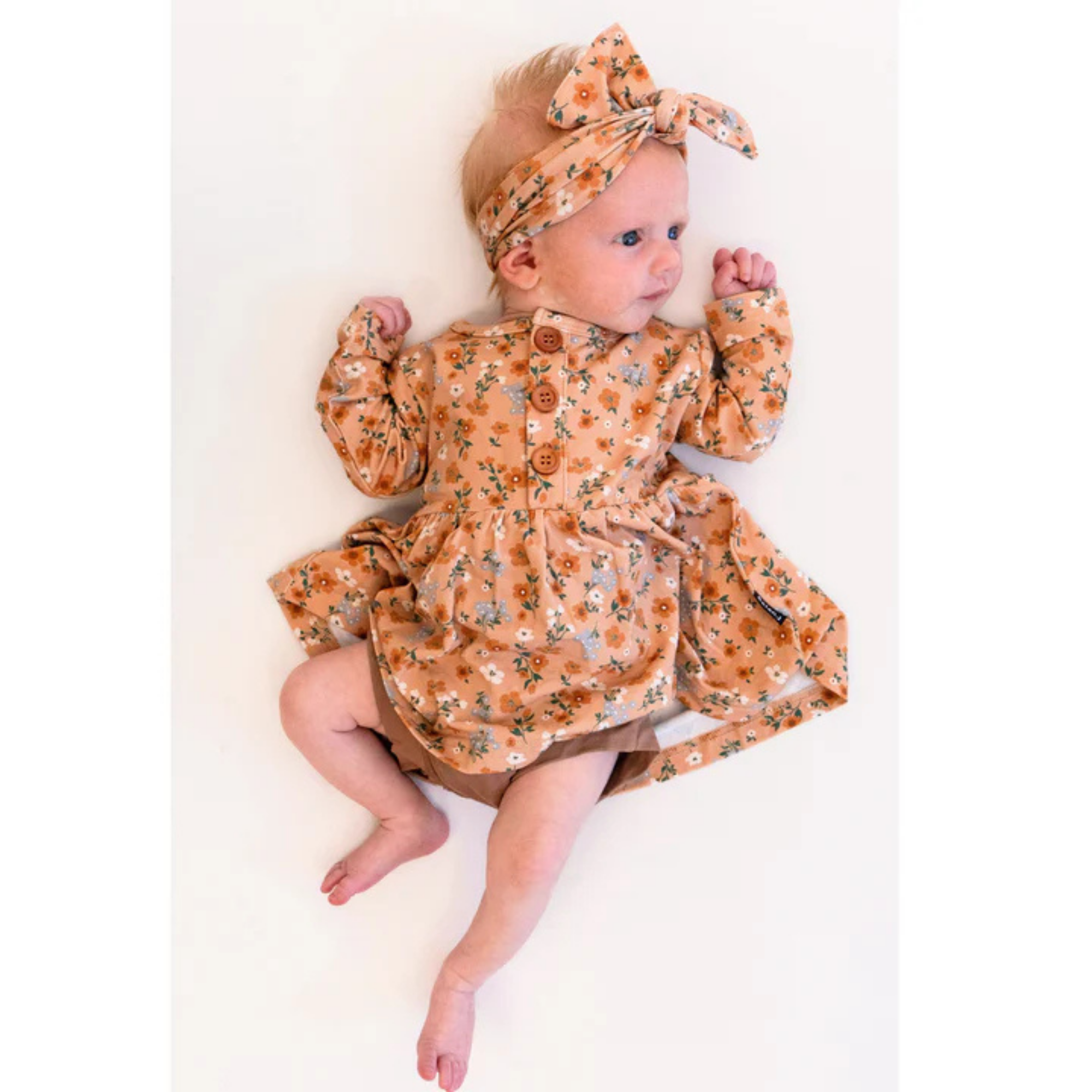 BELAN J Long Sleeve Baby Peplum Dress - Amber Garden