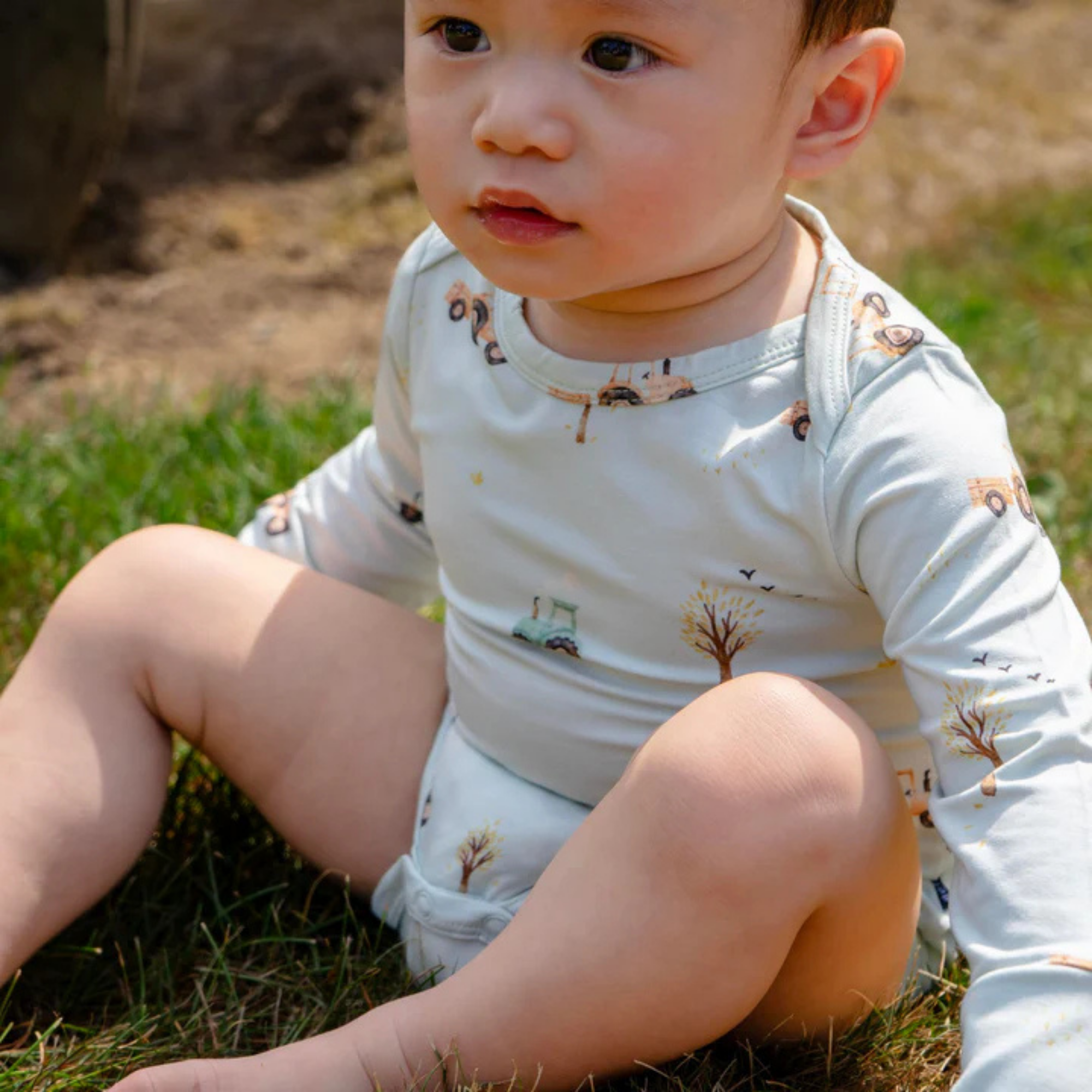 BELAN J Long Sleeve Onesie - Tractor