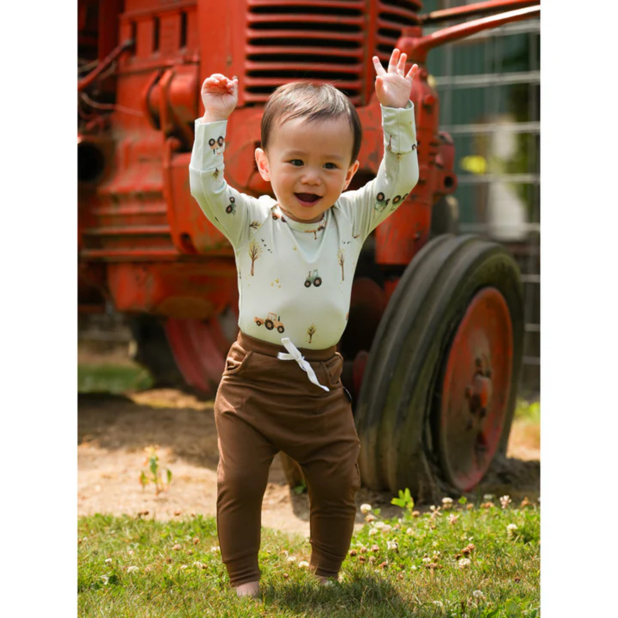 BELAN J Long Sleeve Onesie - Tractor