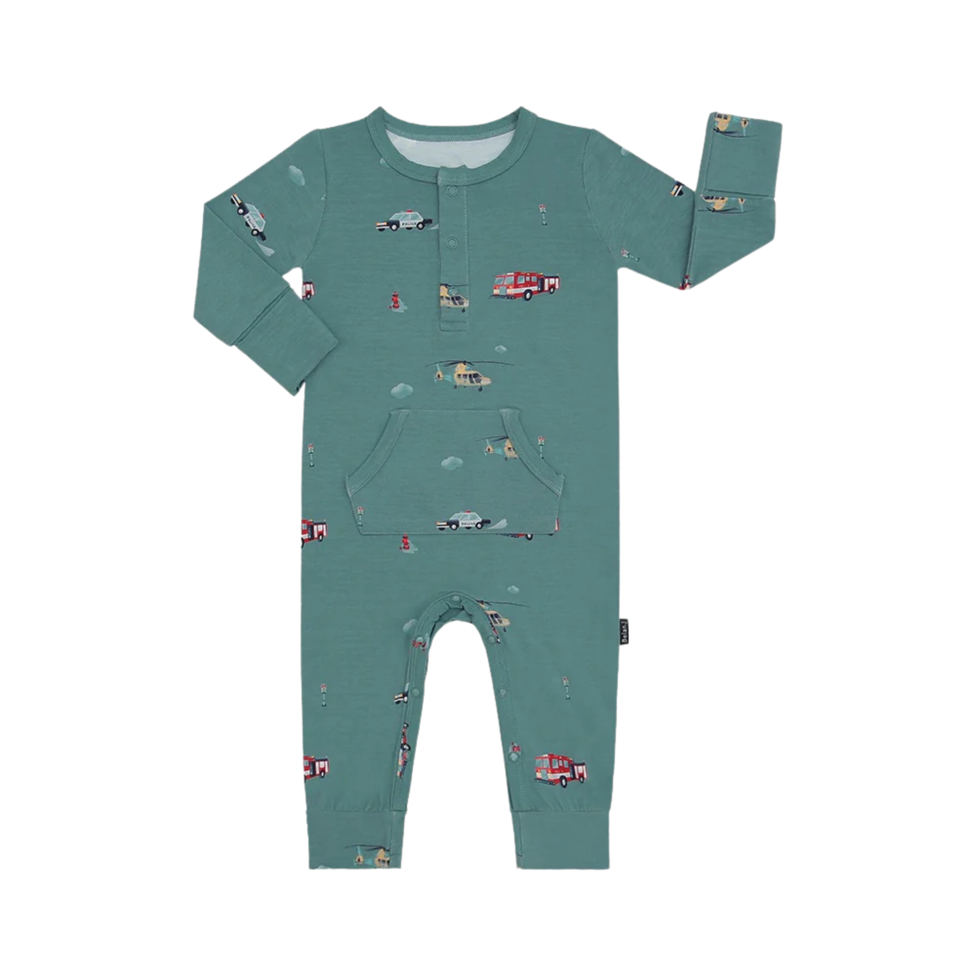 BELAN J Long Sleeve Pocket Romper 6-12m - Emergency Vehicles
