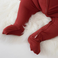 Thumbnail for BELAN J Ribbed Bamboo Footless Sleeper with Fold-Over Cuffs - Burgundy