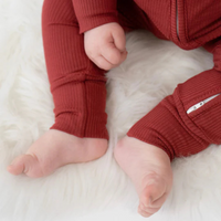 Thumbnail for BELAN J Ribbed Bamboo Footless Sleeper with Fold-Over Cuffs - Burgundy