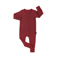 Thumbnail for BELAN J Ribbed Bamboo Footless Sleeper with Fold-Over Cuffs - Burgundy