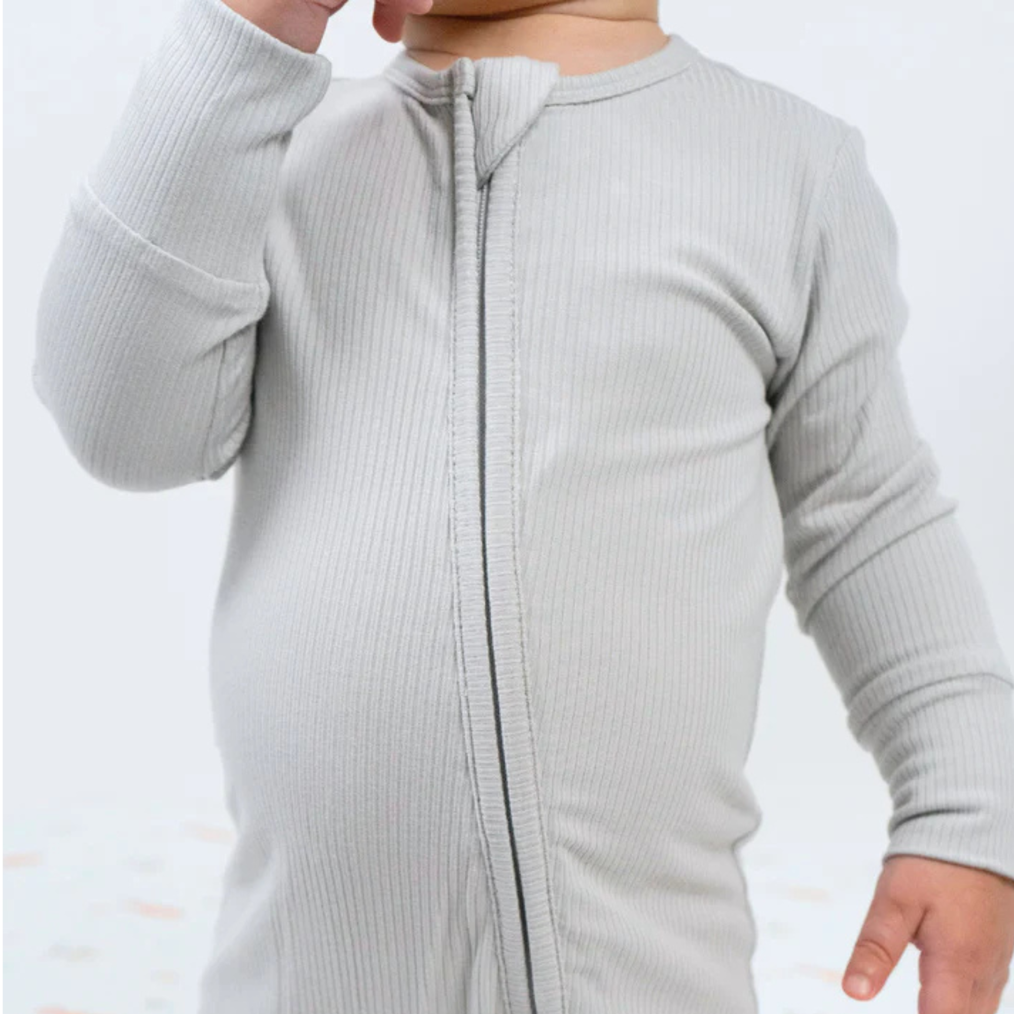 Dormeuse sans pieds BELAN J en bambou côtelé avec revers rabattables - Silver Cloud