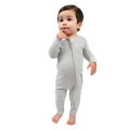 BELAN J Ribbed Bamboo Footless Sleeper with Fold-Over Cuffs - Silver Cloud