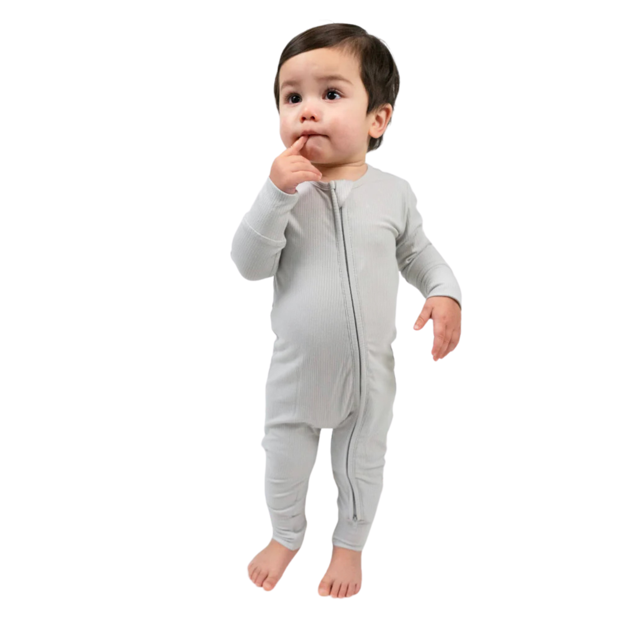 Dormeuse sans pieds BELAN J en bambou côtelé avec revers rabattables - Silver Cloud