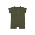 Combinaison courte à manches courtes en bambou côtelé BELAN J - Vert forêt
