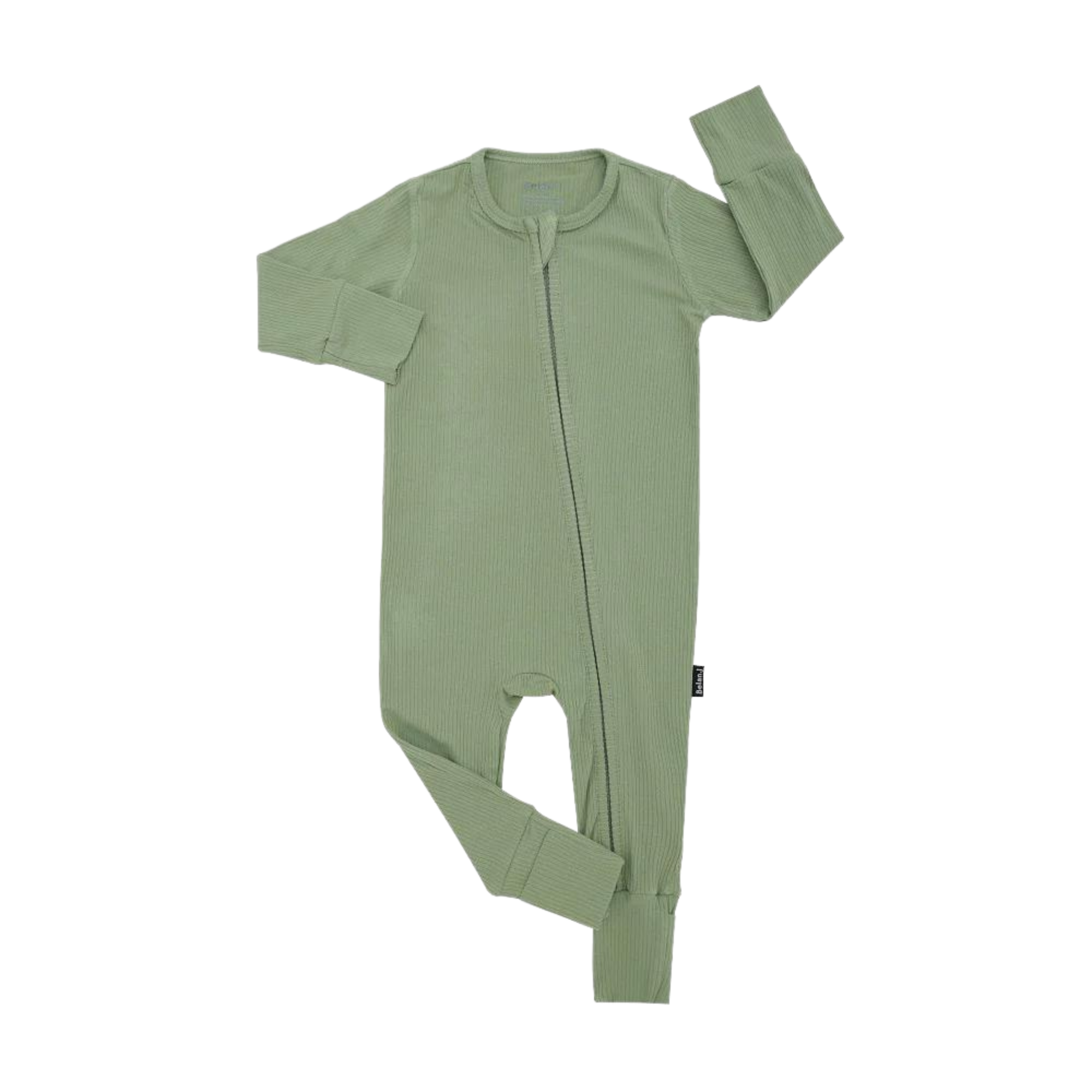 BELAN J Ribbed Bamboo Sleeper with Fold-over Cuffs - Clover